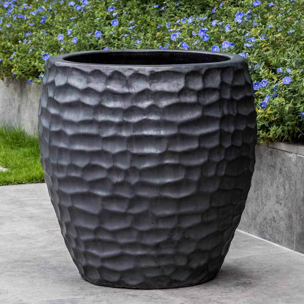Campania International Kowloon Planter Set of 2 - Modern Graphite Outdoor Garden Planters for Patio, Deck & Balcony Decor