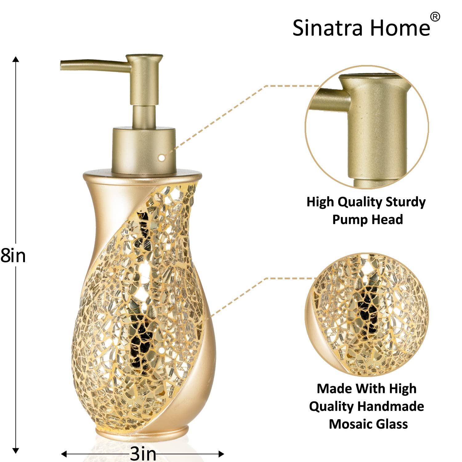 Premium Champagne Sinatra Bath & Body Lotion Pump - Luxury Moisturizing Hand & Body Lotion Dispenser for Spa, Bathroom & Home Use