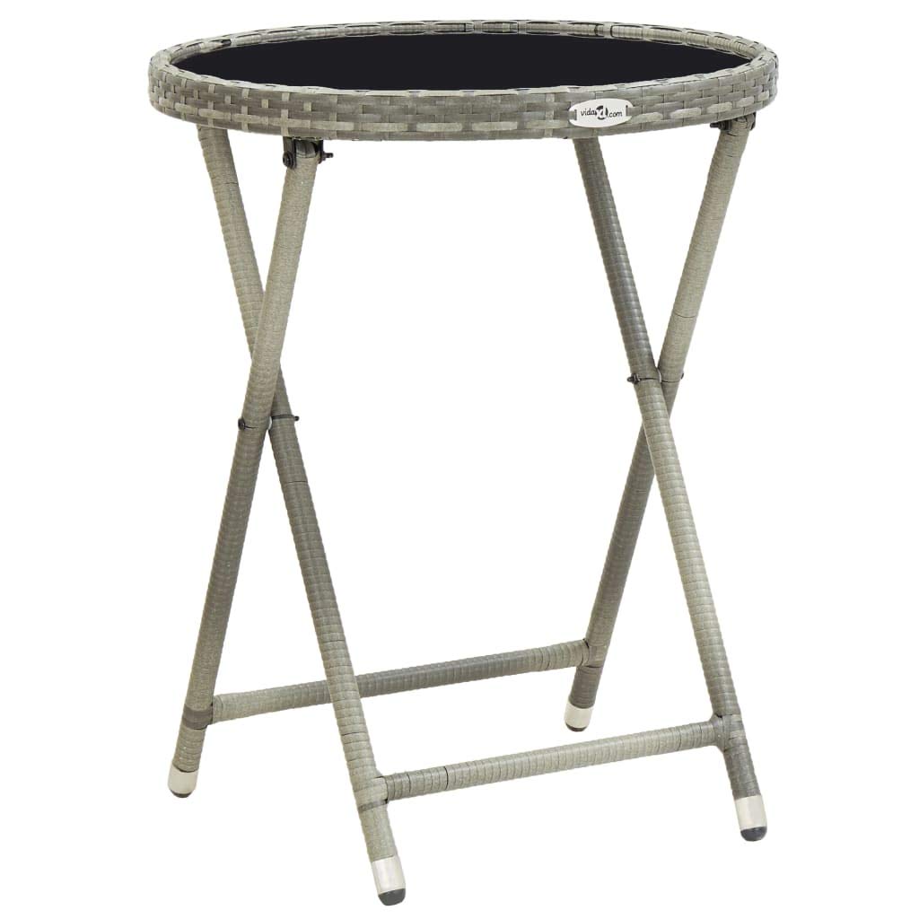 Modern Outdoor Coffee Table with Rattan Frame & Tempered Glass Top - All-Weather Patio Garden Furniture, Foldable Design for Backyard, Poolside & Balcony Use