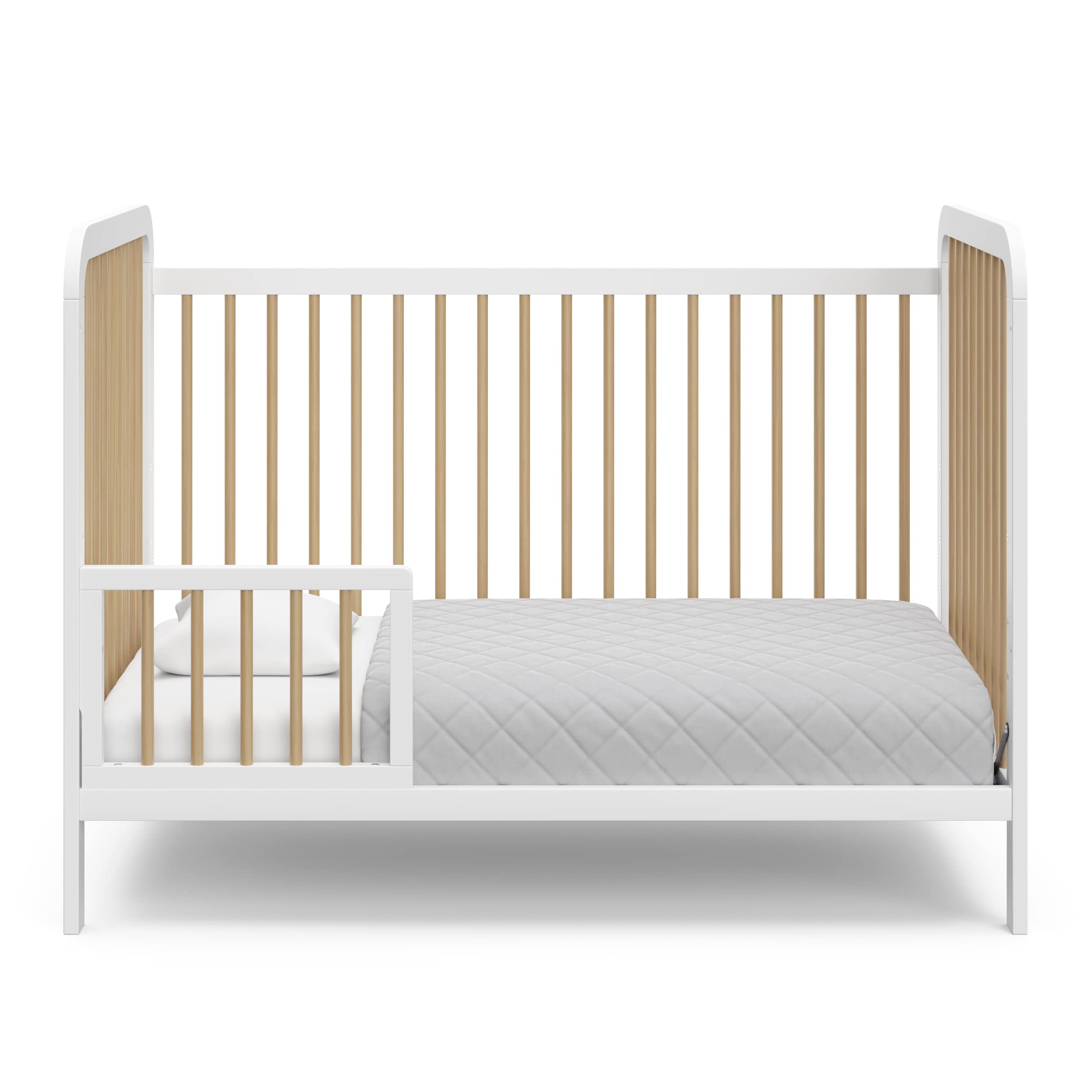 Storkcraft Pasadena 3-in-1 Convertible Baby Crib - GREENGUARD Gold Certified, White with Driftwood Finish | Converts to Daybed & Toddler Bed | Adjustable Mattress Height | Fits Standard Full-Size Crib Mattress | Perfect for Nursery, Bedroom & Daycare Use