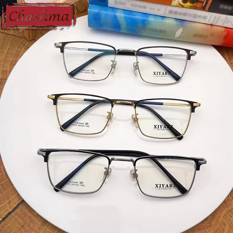 Premium Titanium Full Rim Square Eyeglasses for Men - Lightweight & Durable Frame (Model 42005) | Perfect for Office, Reading & Everyday Fashion