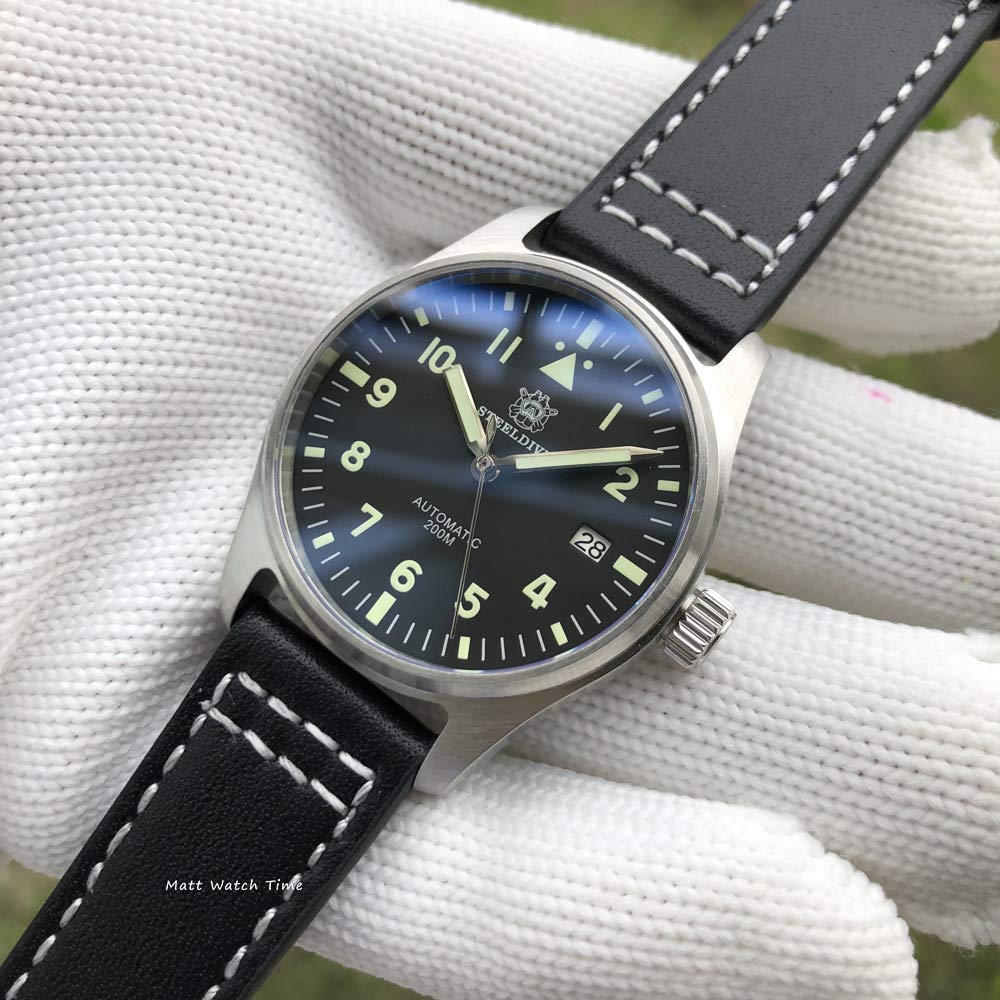 Steeldive SD1940 Pilot Watch - NH35 Automatic Movement, AR Sapphire Crystal, Super Lume, 200m Water Resistant - Perfect for Aviation Enthusiasts & Diving Professionals
