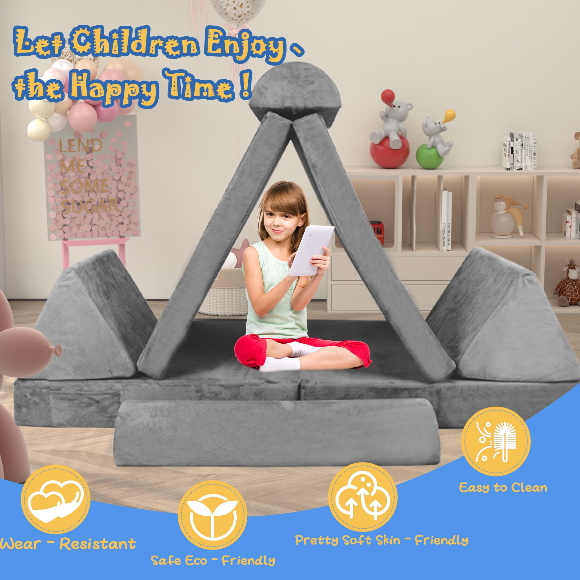 Modular Kids Sofa - Toddler & Baby Playroom Couch for Boys & Girls, Soft and Safe Lounge Furniture for Playtime, Nap Time, and Reading - Perfect for Bedrooms, Playrooms, and Daycare Centers