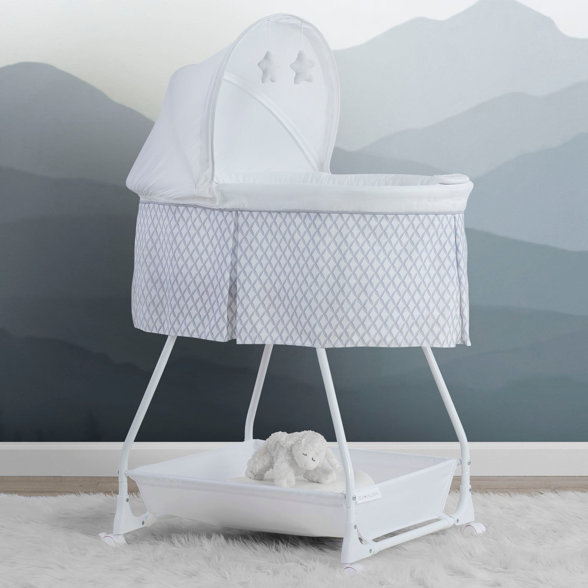 Premium Deluxe Soothing Dreams Bassinet - Ultra Soft Baby Crib with Gentle Rocking Motion & Night Light - Perfect for Nursery, Bedroom Co-Sleeping & Newborn Naptime