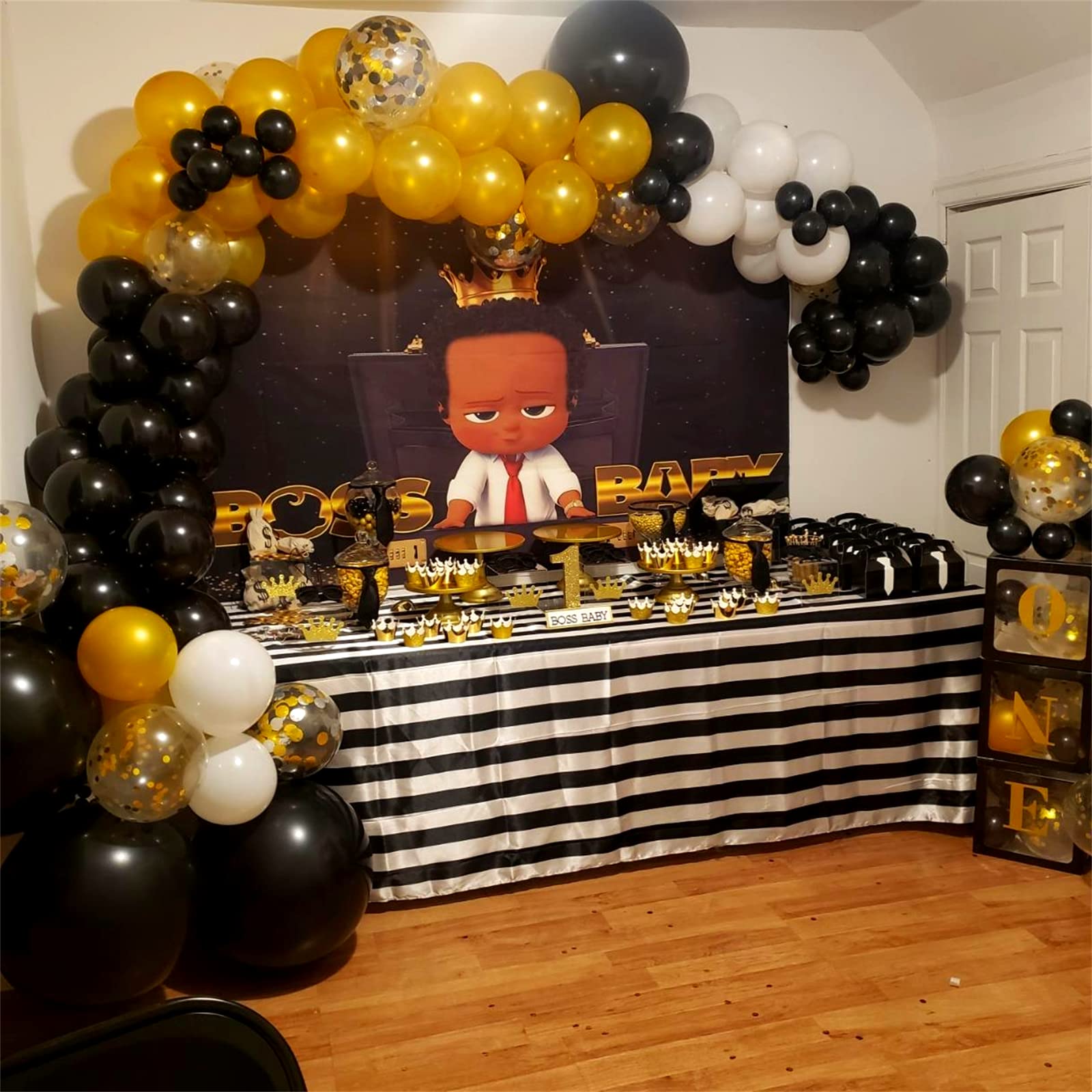 60PCS Black & Gold Metallic Latex Balloons - Chrome, Pearly & Confetti Balloons for Birthday, Wedding, Baby Shower & Anniversary Party Decorations - Elegant Balloon Garland & Backdrop for Special Events