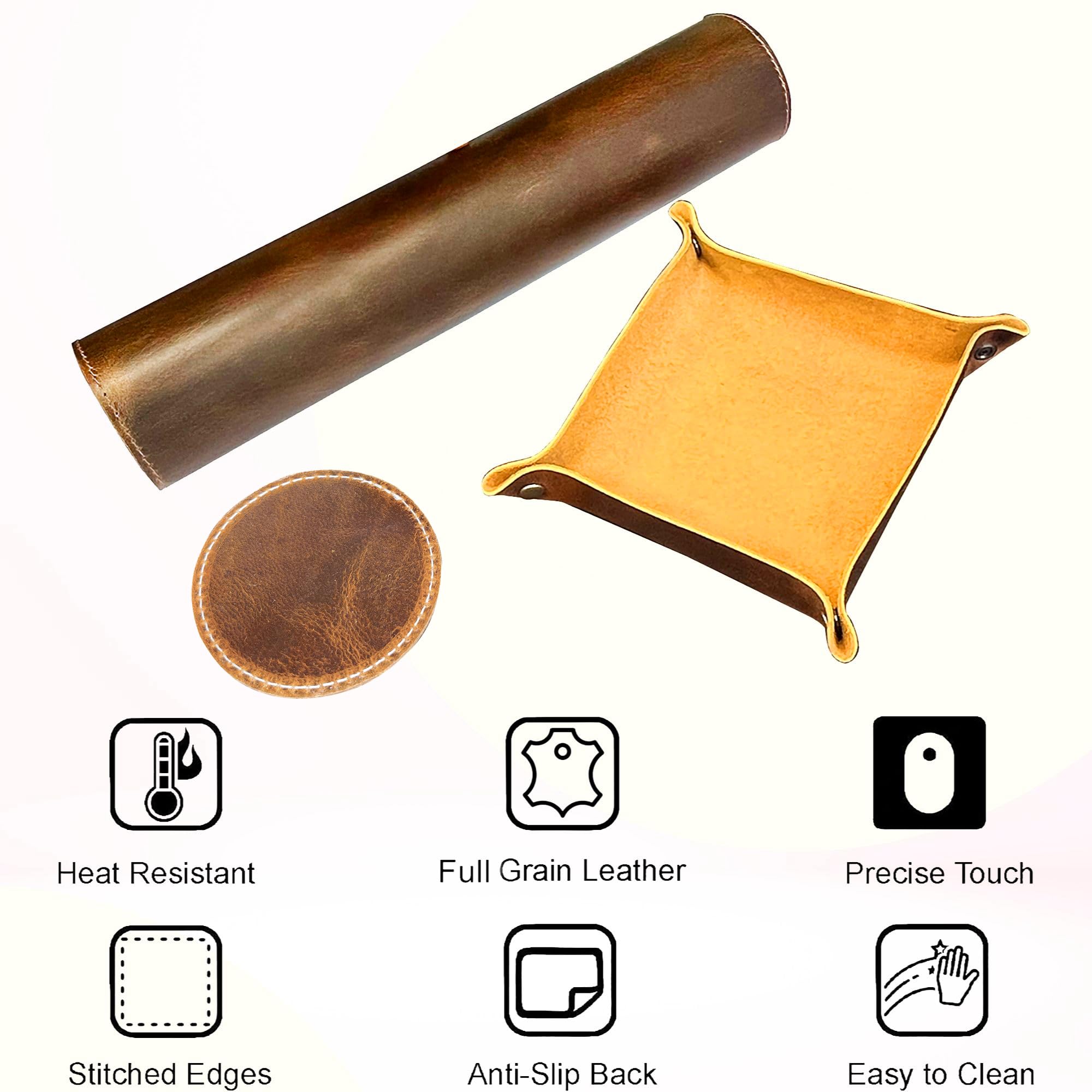 Premium Full Grain Leather Desk Mat - 32x16 Inch Large Desk Pad for Computer, Keyboard & Mouse - Office & Home Workspace Protector - Ideal for Gaming, Writing & Productivity Accessories