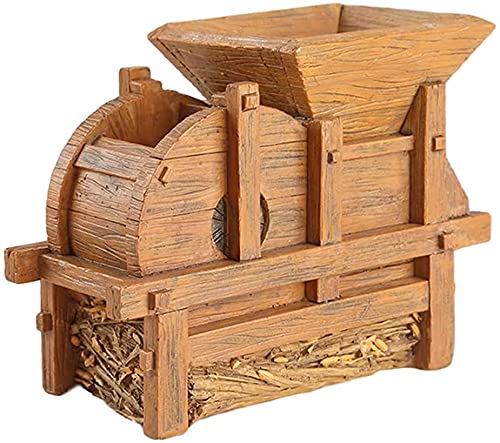 Taotenish Wooden Thresher-Shaped Flower Pot - Handcrafted Plant Container for Succulents, Herbs & Indoor Plants | Perfect for Home Decor, Office Desk & Garden Display
