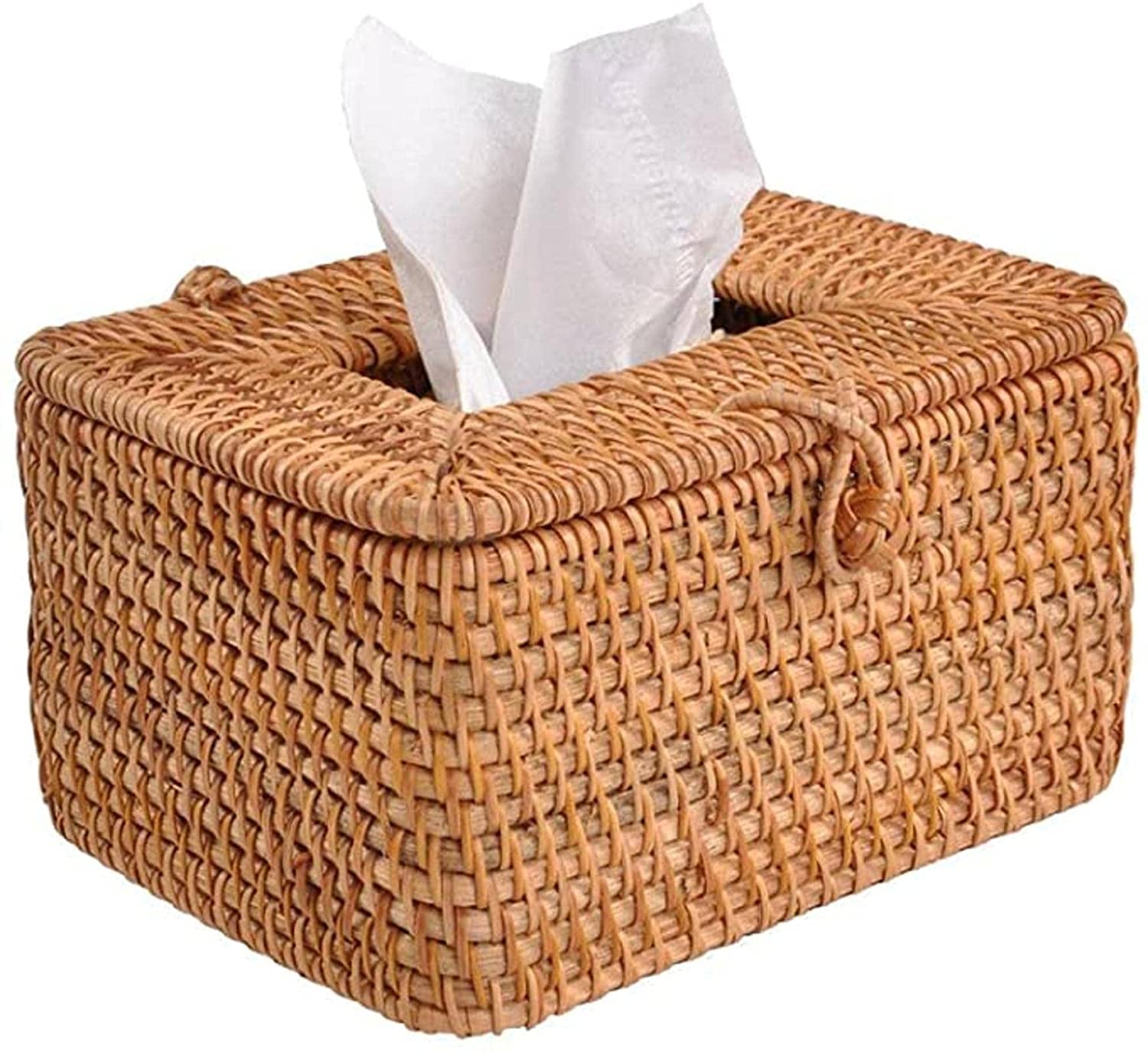 Handmade Rattan Tissue Box Cover - Elegant Home Decoration for Desktop, Bathroom, Hotel & Office - Natural Woven Tissue Holder (Color Option 2) | Perfect for Spa, Living Room Decor & Gift Giving