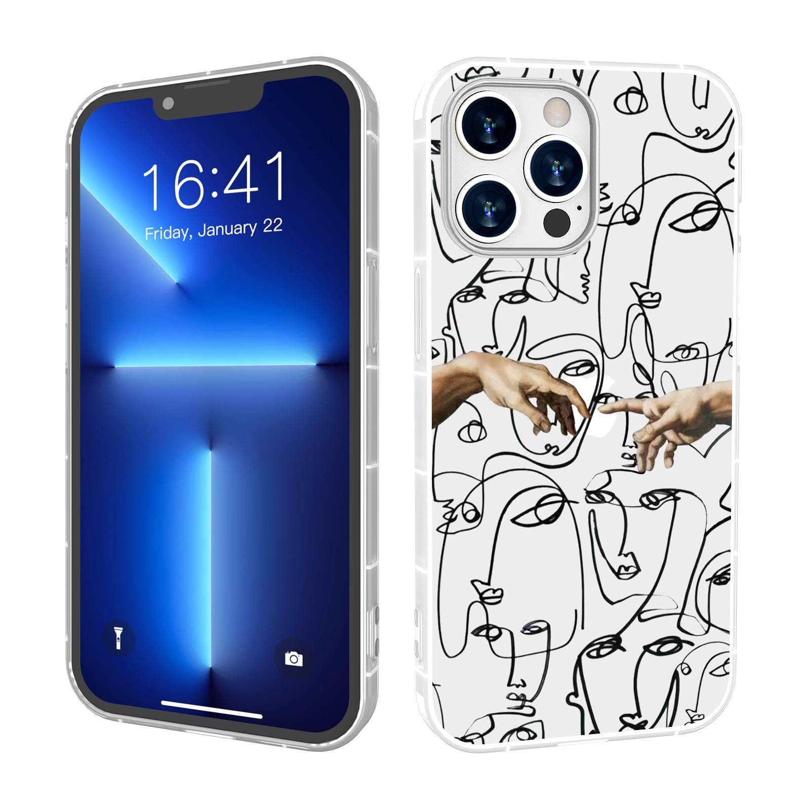 **JINCUTECASE Clear Shockproof Slim Fit TPU Cover for iPhone 12 Pro Max - Protective Phone Case with Art Line Face Painting, Stylish & Durable for Women & Girls | Perfect for Everyday Use, Travel & Work**