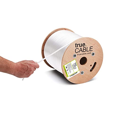trueCABLE Cat5e Outdoor Ethernet Cable - 500ft Unshielded UTP, UV Resistant, Aerial CMX Rated, White, 24AWG Solid Bare Copper, 350MHz, PoE++ (4PPoE) - Perfect for Outdoor Networking, Security Cameras, and Long-Distance Internet Connections