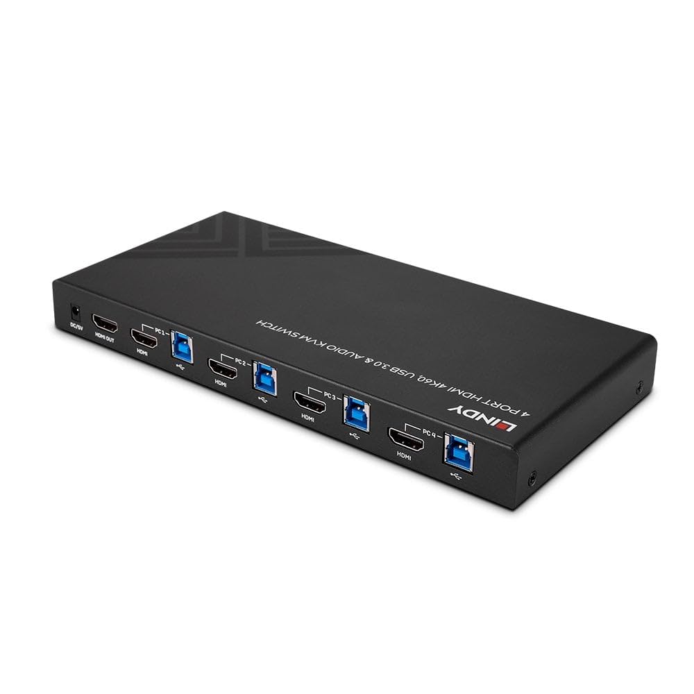 4K60 HDMI KVM Switch with 4 Ports, USB 3.0 & Audio Support - Perfect for Multi-Device Home Office & Gaming Setup