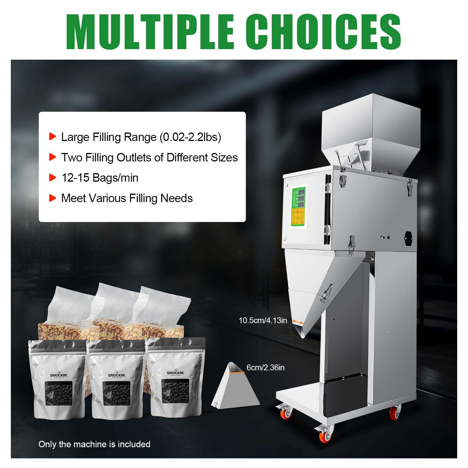 10-999g Automatic Stainless Steel Weighing Filling Machine for Tea, Seeds & Grains - Precise Bottle & Bag Filler for Home, Commercial & Industrial Use
