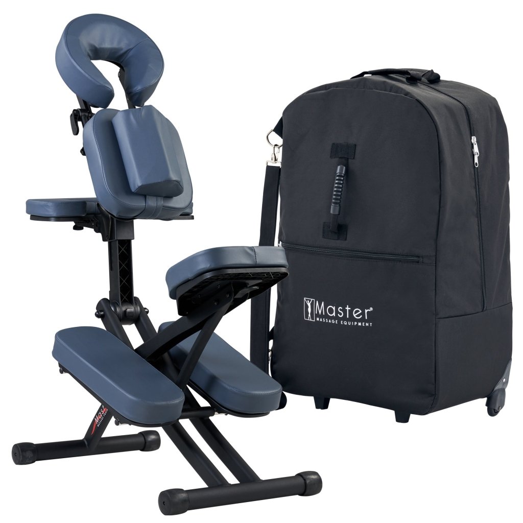 Master Massage® Rio Portable Massage Chair - Lightweight & Adjustable with Carrying Case, Perfect for Home, Office & Travel - Royal Blue