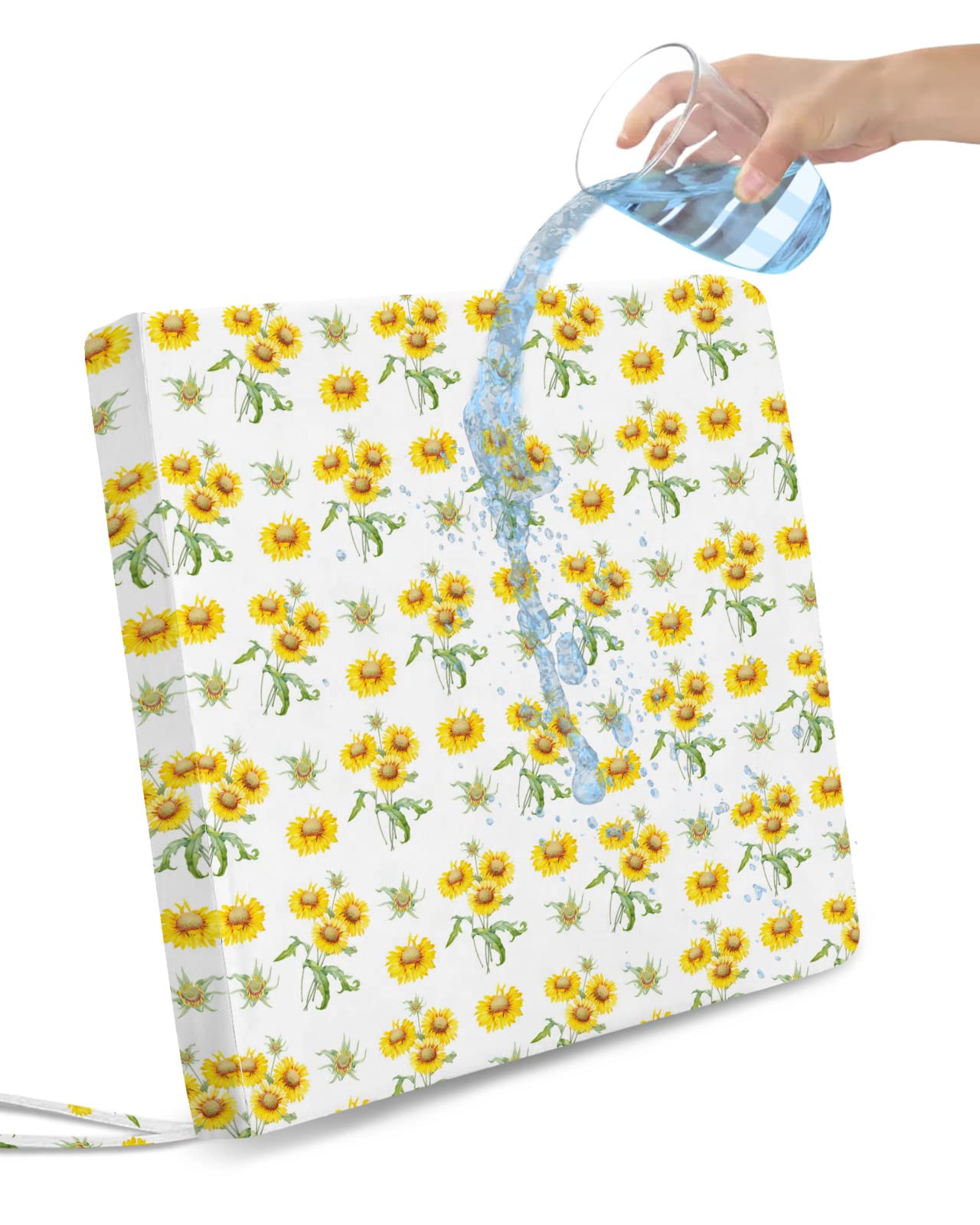 **Waterproof Sunflower Chair Seat Covers Set of 4 - Cute Yellow Floral Slipcovers for Dining Room & Outdoor Garden Chairs - Removable & Washable Kitchen Chair Protectors**    *(Perfect for Indoor Dining, Outdoor Patio, Kitchen, and Garden Furniture Protection)*