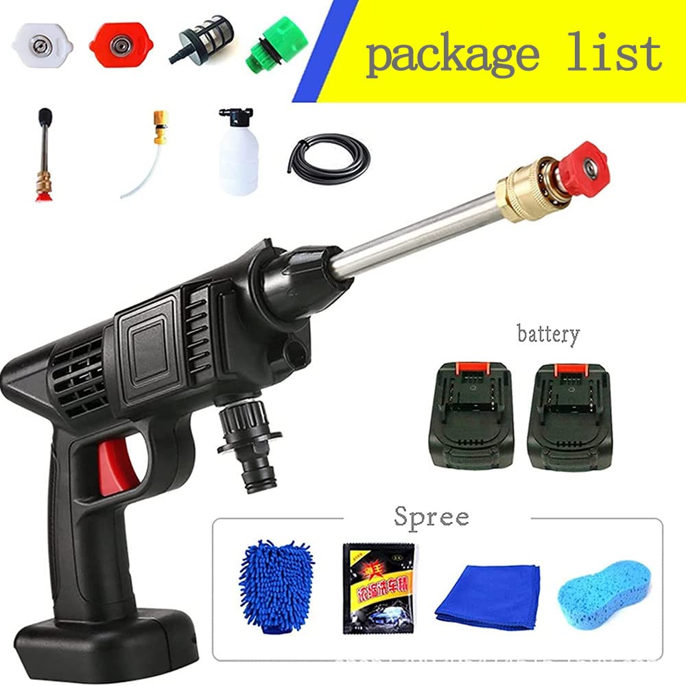 Electric Pressure Washer - Cordless Portable Handheld Car Wash Machine with Water Nozzle & 2 Batteries | Perfect for Car Cleaning, Home Washing, and Watering Flowers