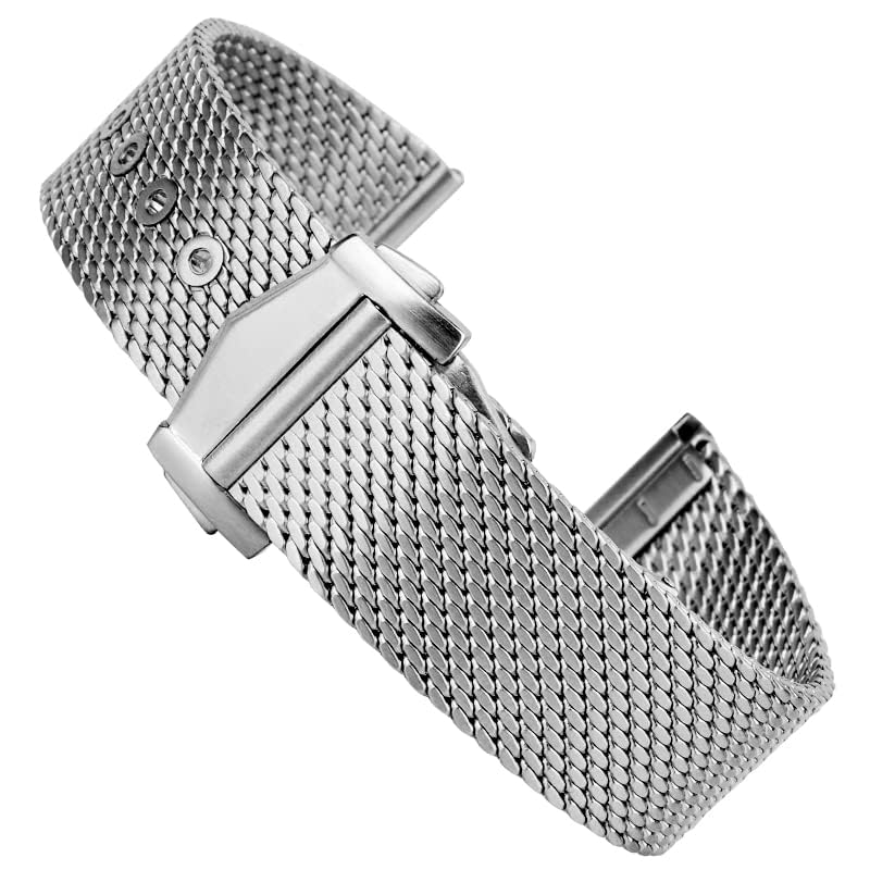 20mm Stainless Steel Mesh Watch Band for Men - Adjustable Woven Metal Bracelet Replacement Strap | Perfect for Dress Watches, Business & Formal Occasions
