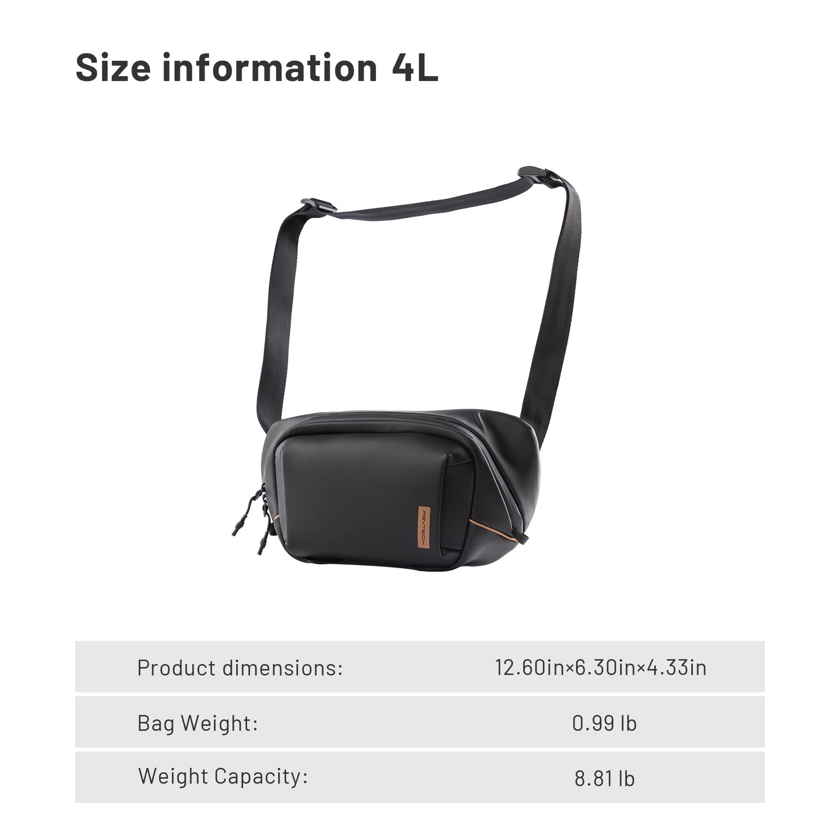 PGYTECH OneGo Solo V2 4L Camera Shoulder Bag - Waterproof DSLR Camera Case Compatible with SLR Cameras, iPad, Action Cameras (Black) - Perfect for Travel, Hiking & Photography Enthusiasts