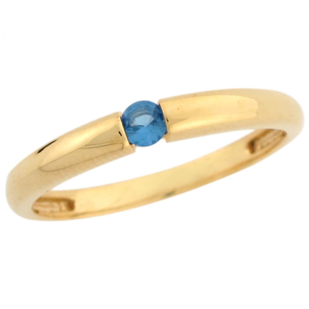 10K Real Yellow Gold Simulated Blue Zircon Ladies Band Ring - Elegant & Sleek Jewelry for Women | Perfect for Everyday Wear, Gifts & Special Occasions