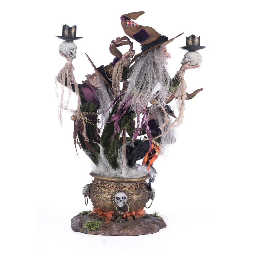 Broomstick Acres Witches Candle Holder by Katherine's Collection - Halloween Decor, Gothic Home Accessory for Witchy Aesthetic & Spooky Party Decorations