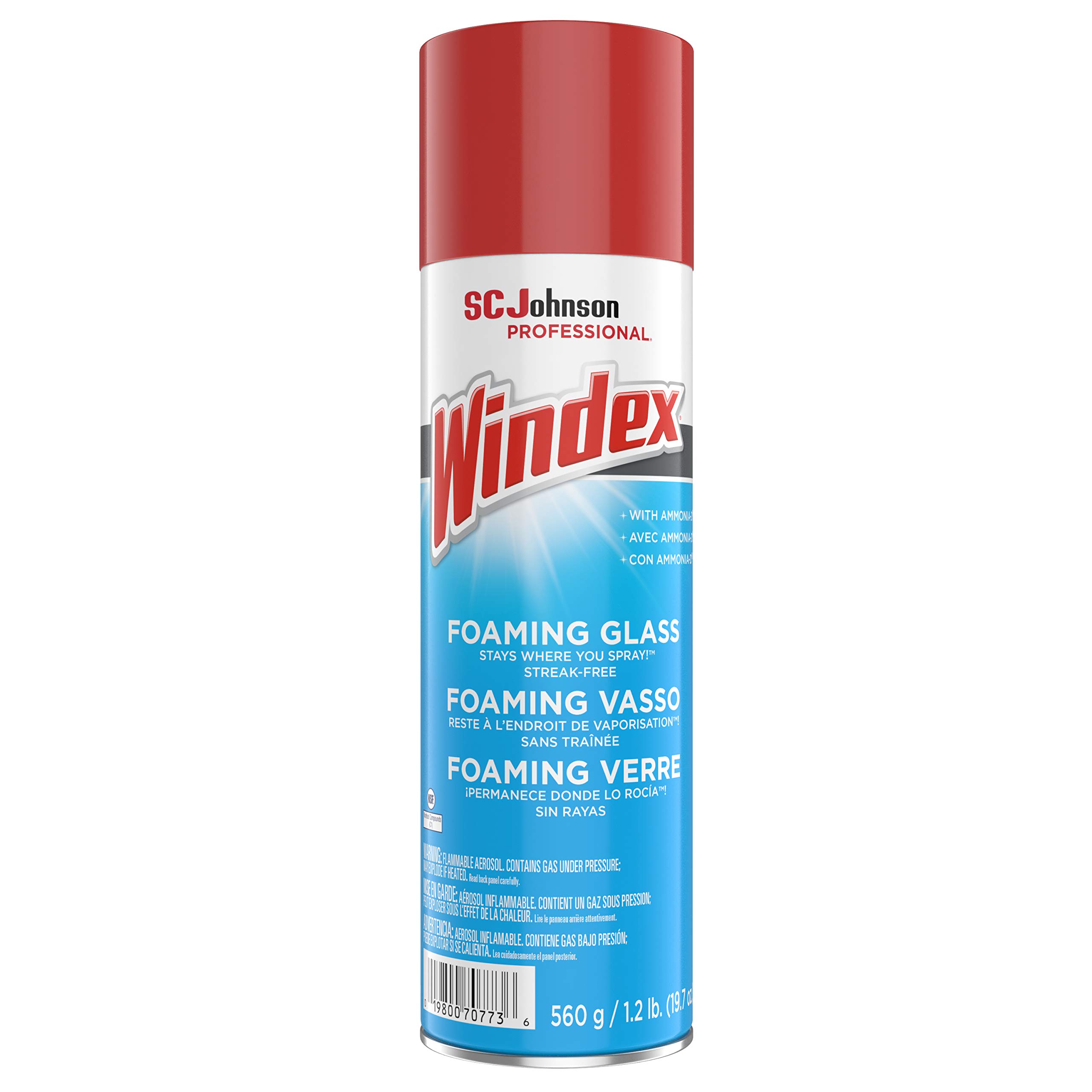Windex Foaming Glass Cleaner - Fresh Scent, 20 oz Aerosol Spray (6-Pack) - Streak-Free Cleaning for Windows, Mirrors, and Glass Surfaces at Home or Office