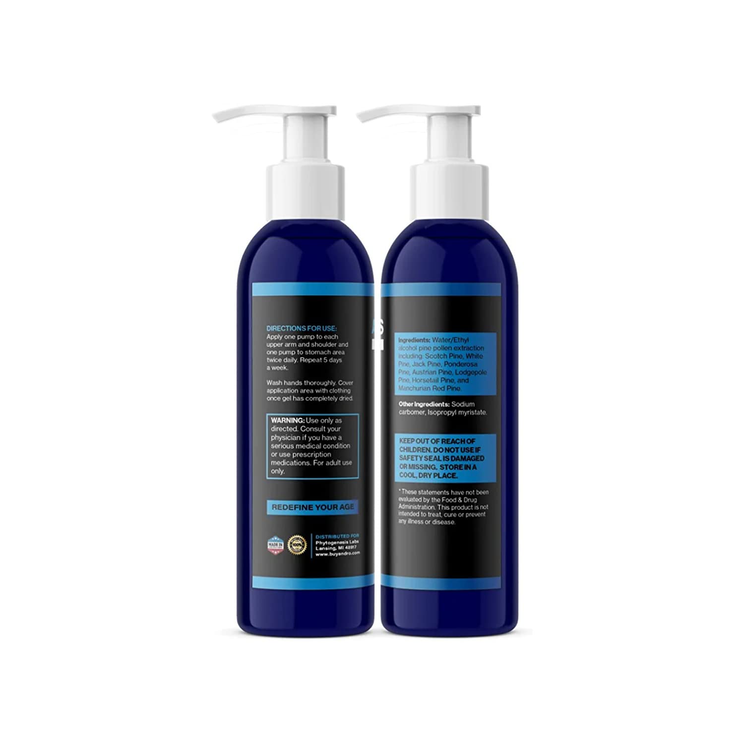 Natural Testosterone Booster Gel for Men - Low-T Support, Muscle Recovery, Energy & Healthy Aging - Blue, Pack of 2 | Gym, Workout & Daily Performance Enhancement