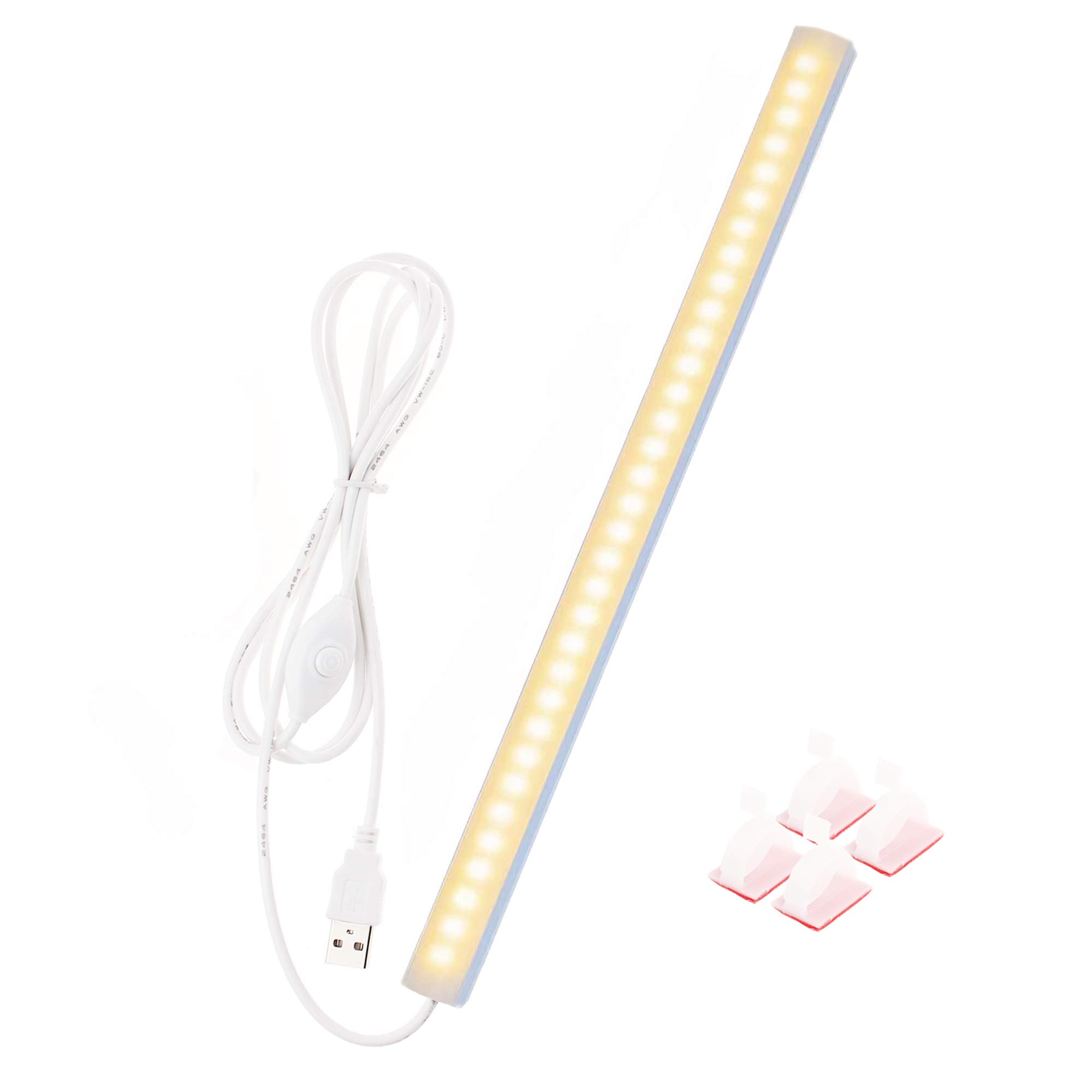 JUSJUBR 12-Inch Under Cabinet LED Lighting with Memory Function, 3000K Warm White Dimmable USB Light Bar for Kitchen Sink, Desk & Room - Slim Design (Plug Not Included) - Perfect for Under-Counter Illumination, Task Lighting & Home Decor
