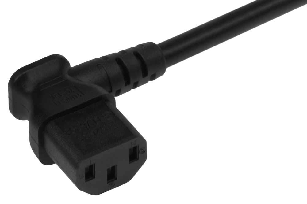 10ft Low Profile Right Angle NEMA 5-15P to C13 Power Cord - 18AWG SJT Heavy-Duty 10A 125V - Perfect for Home Office, Gaming PC & Server Rack Cable Management