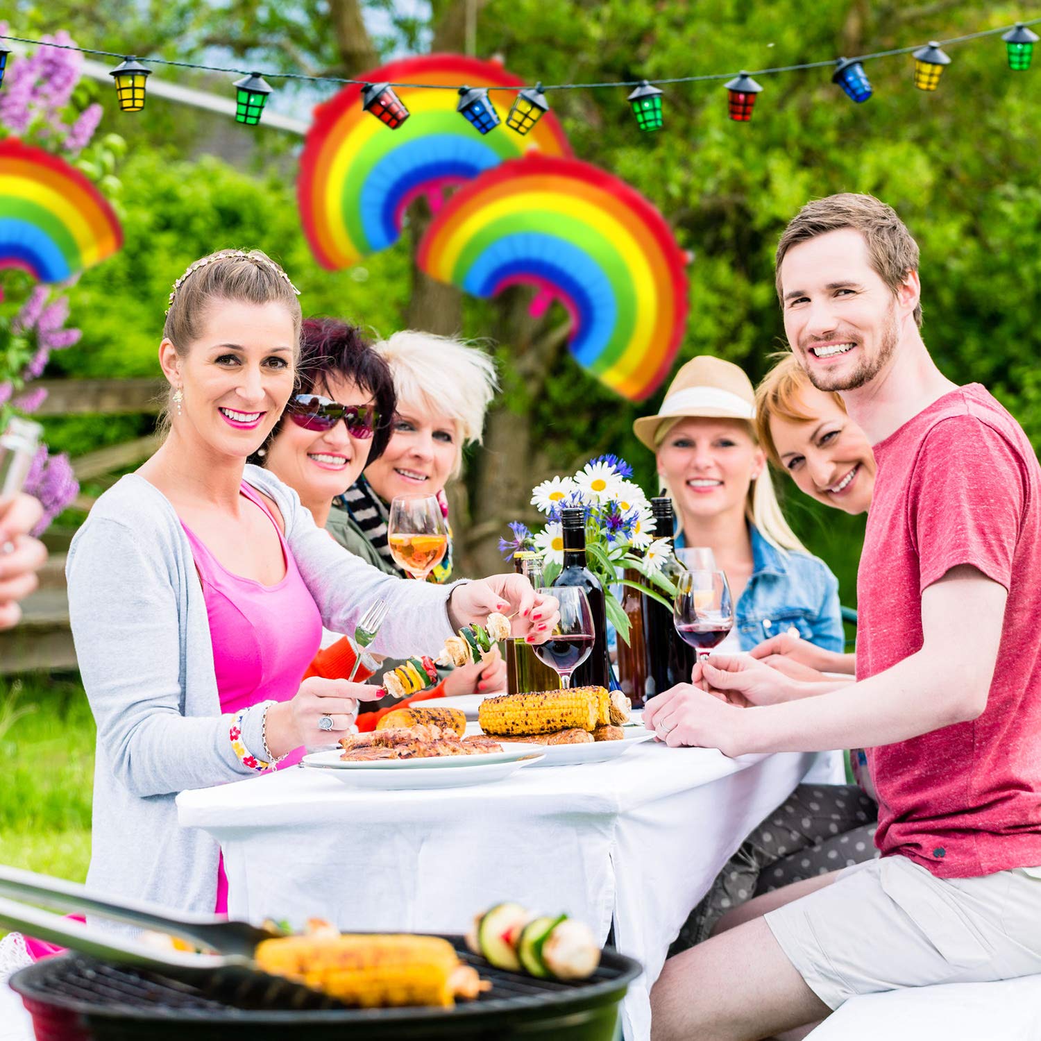 6-Piece Rainbow Pride Foil Balloons Set - Large LGBTQIA+ Party Decorations for Birthdays, Baby Showers & Weddings - Perfect for Pride Month Celebrations, Gender Reveals & Festive Events