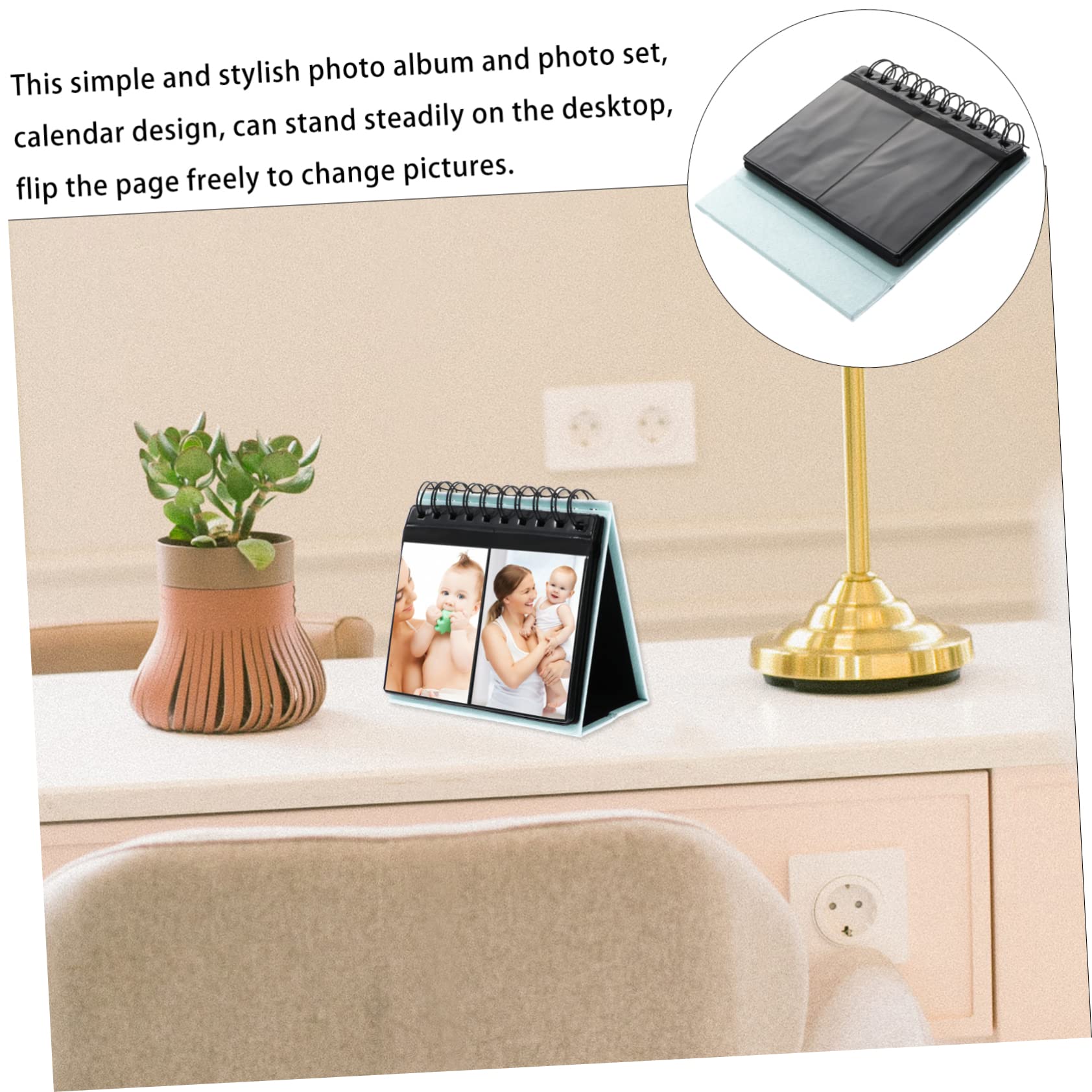 Abaodam 3-Pack 3-Inch Spiral Travel PVC Photo Album - Foldable Retro Picture Frame for 8x9, 9x7, 2.5x3.5 Photos | Table Calendar, Desk Display & Camera Accessory | Perfect for Travel Memories, Wedding Photos & Office Decor