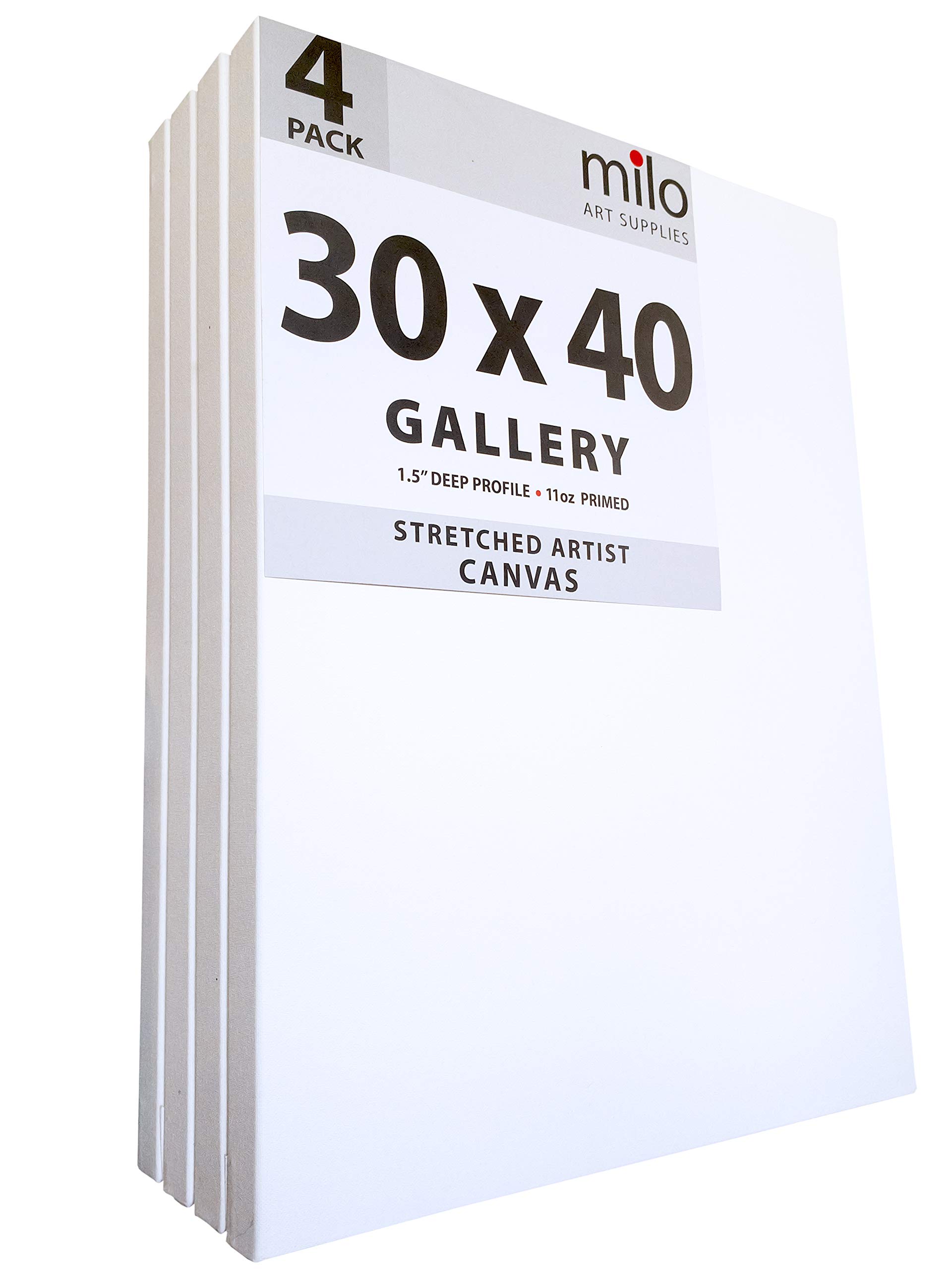 Premium Stretched Artist Canvas 30x40 Inches - 4 Pack Gallery Wrapped 1.5