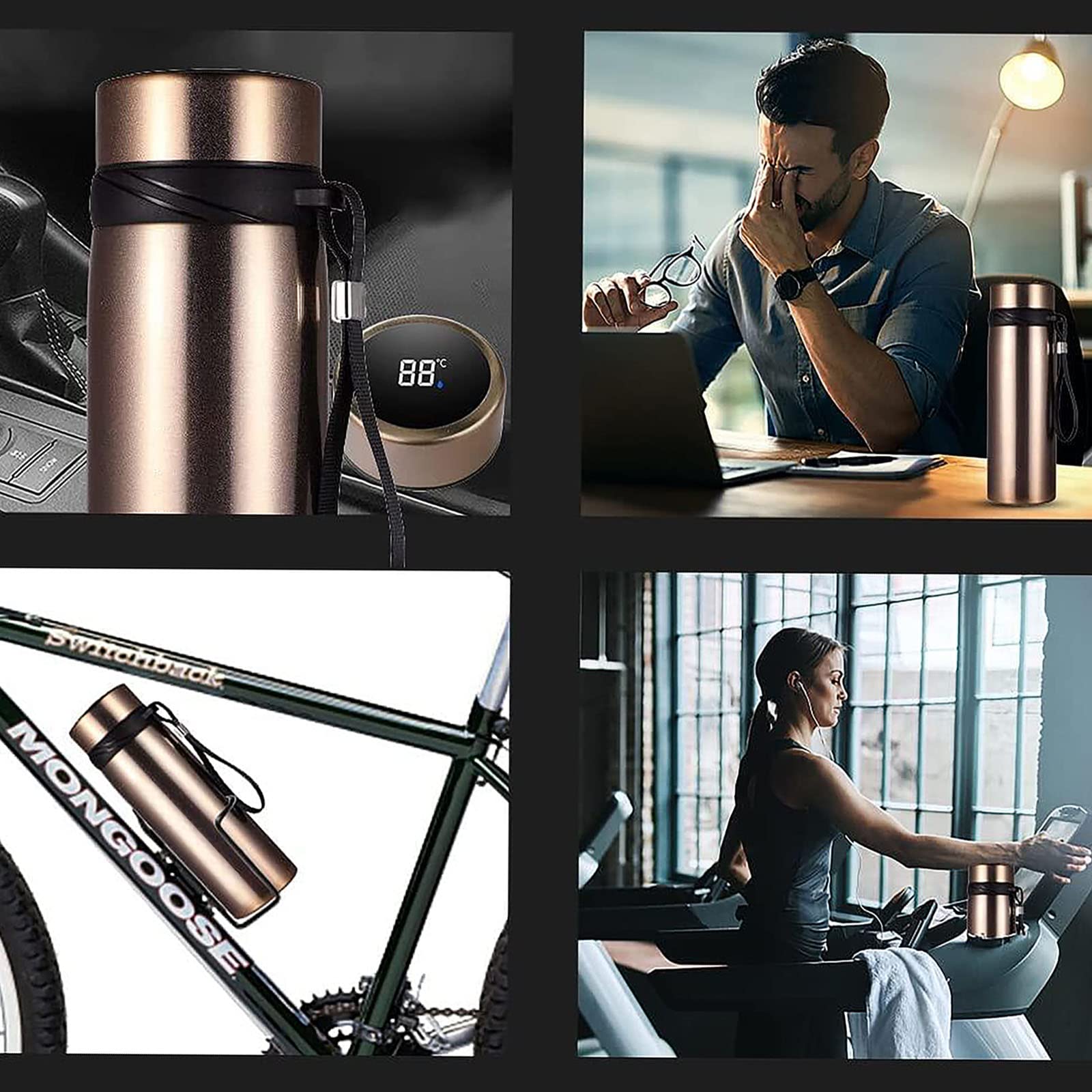 21 Oz Smart Coffee Thermos with LED Temperature Display - Double Wall Vacuum Insulated Tea Infuser & Sports Water Bottle - Keeps Drinks Hot/Cold for 24 Hours - Perfect for Office, Gym, Hiking & Outdoor Activities