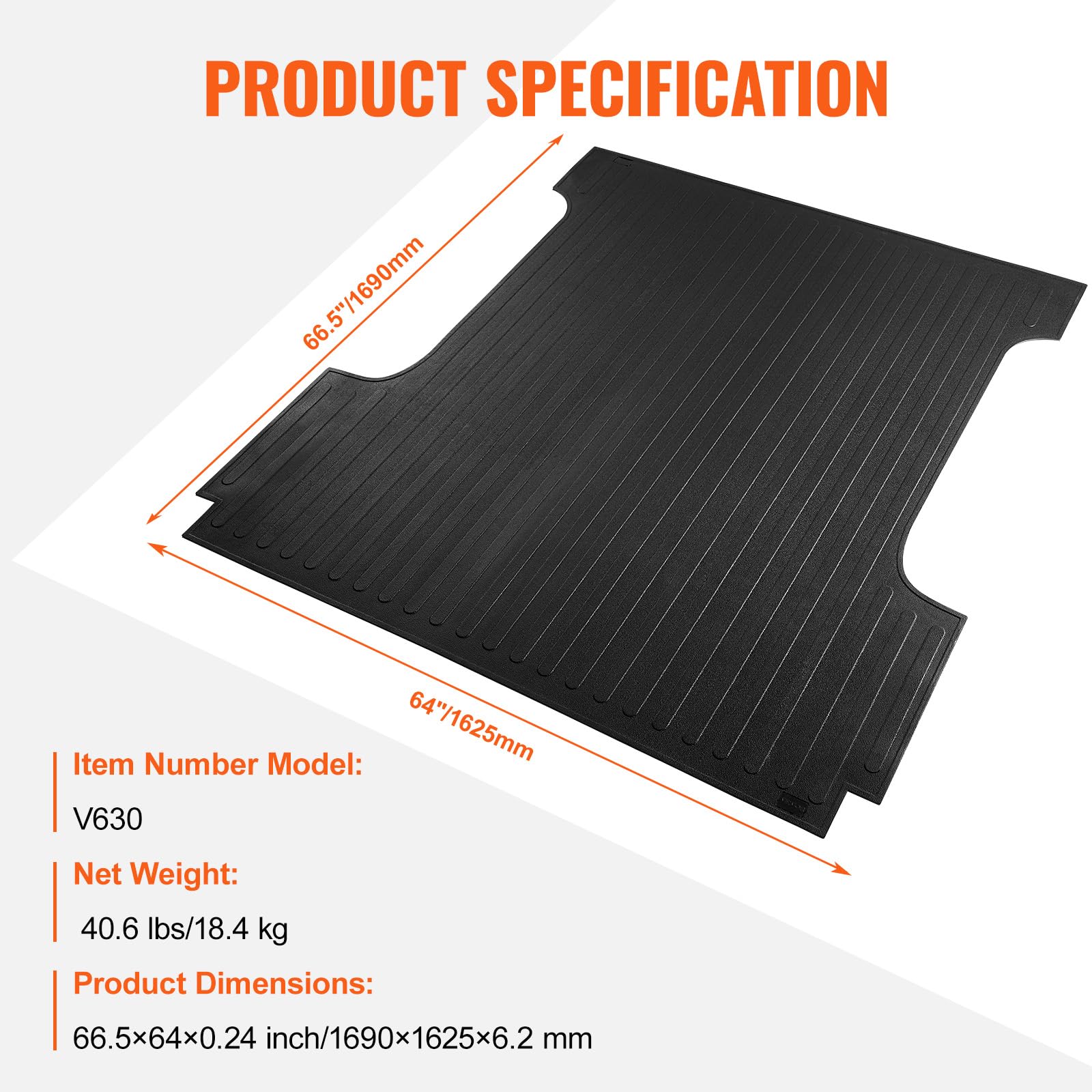 VEVOR Truck Bed Mat for 2015-2024 Ford F150 5.5 FT Short Bed | 66.5