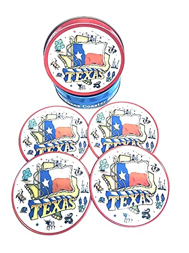 Texas State Shaped Coasters Set of 4 with Wooden Holder - Absorbent Cork Backing for Drinks, Perfect for Home Bar, Living Room, and Outdoor Patio Decor