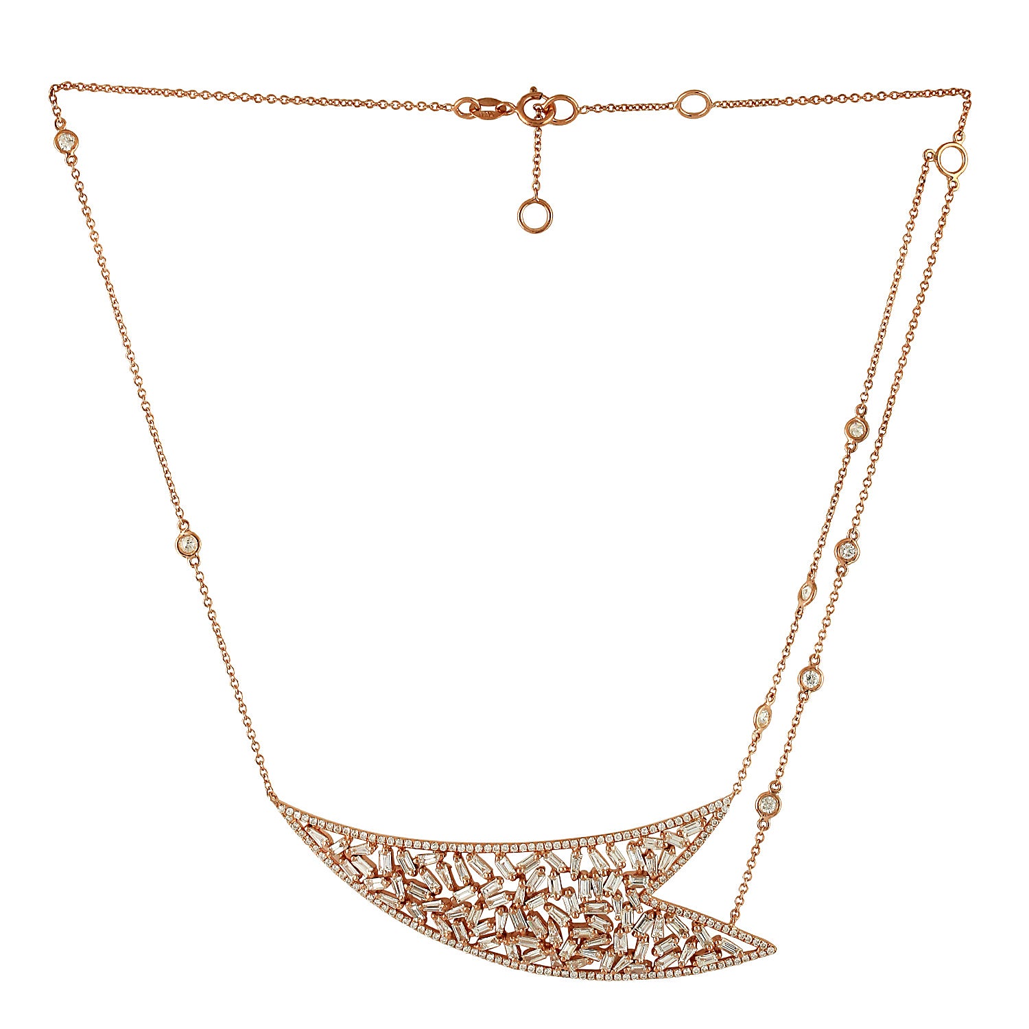 3.1ct Baguette Diamond Princess Chain Choker Necklace - 18K Gold Designer Jewelry for Women - Perfect for Weddings, Parties & Special Occasions