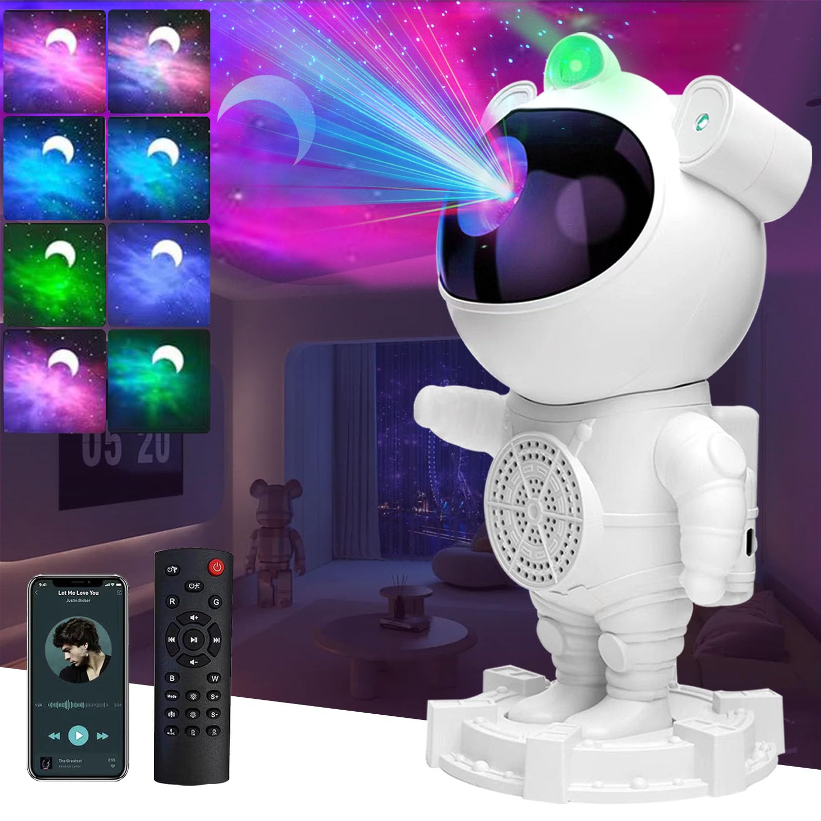 Astronaut Galaxy Projector - 360° Star Projector Night Light with Bluetooth Speaker, White Noise & Timer for Bedroom, Kids Room, Meditation | Perfect Gift for Christmas, Birthday, Valentine's Day (Remote Included)