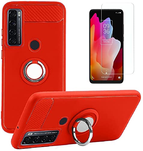 TCL 30 V 5G Case with Screen Protector & Magnetic Mount - Red | Car & Daily Use
