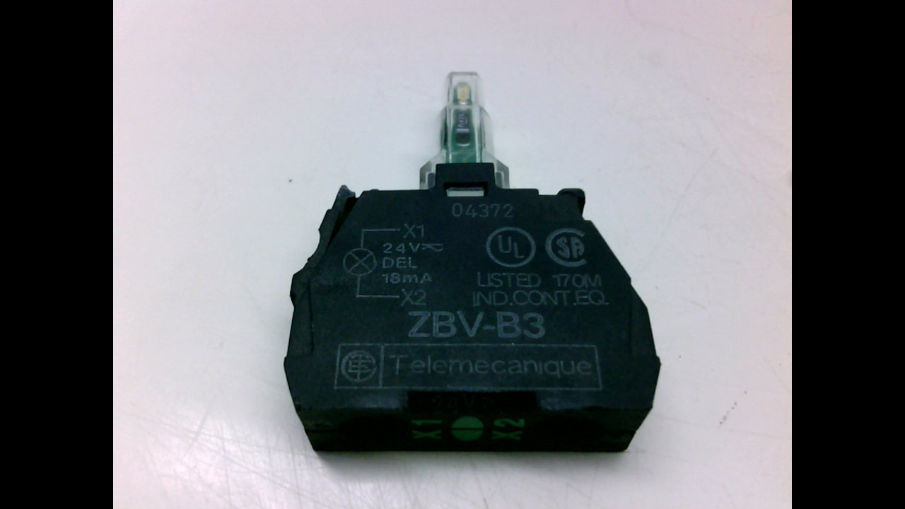 Telemecanique ZBVB3 24V Push Button Switch with Light Module, 22mm Panel Mount, Green - Perfect for Industrial Control Panels and Automation Systems