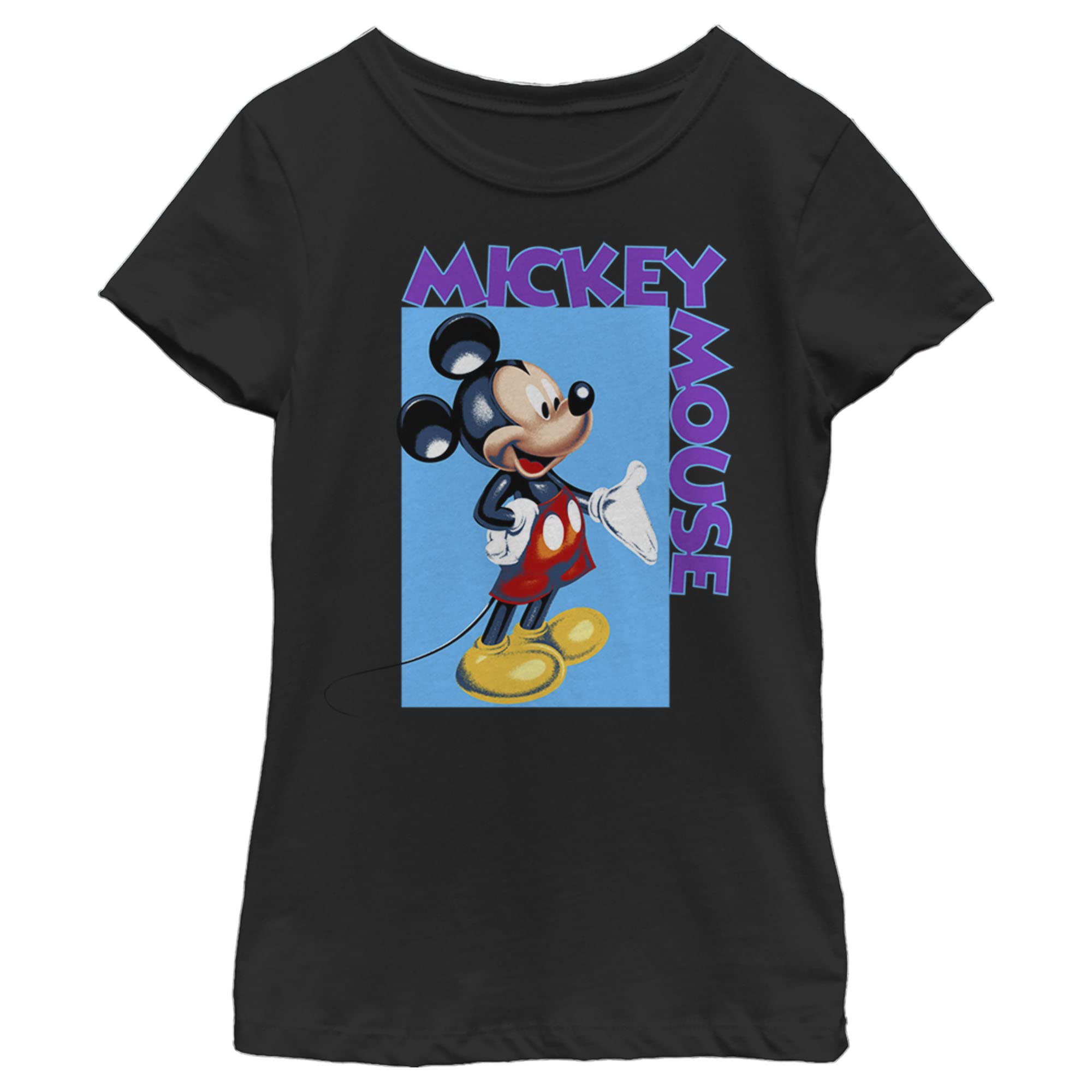 Disney Mickey Mouse Girls' Solid Color Short Sleeve Crewneck T-Shirt - Perfect for Casual Wear, School, and Disney Theme Parties