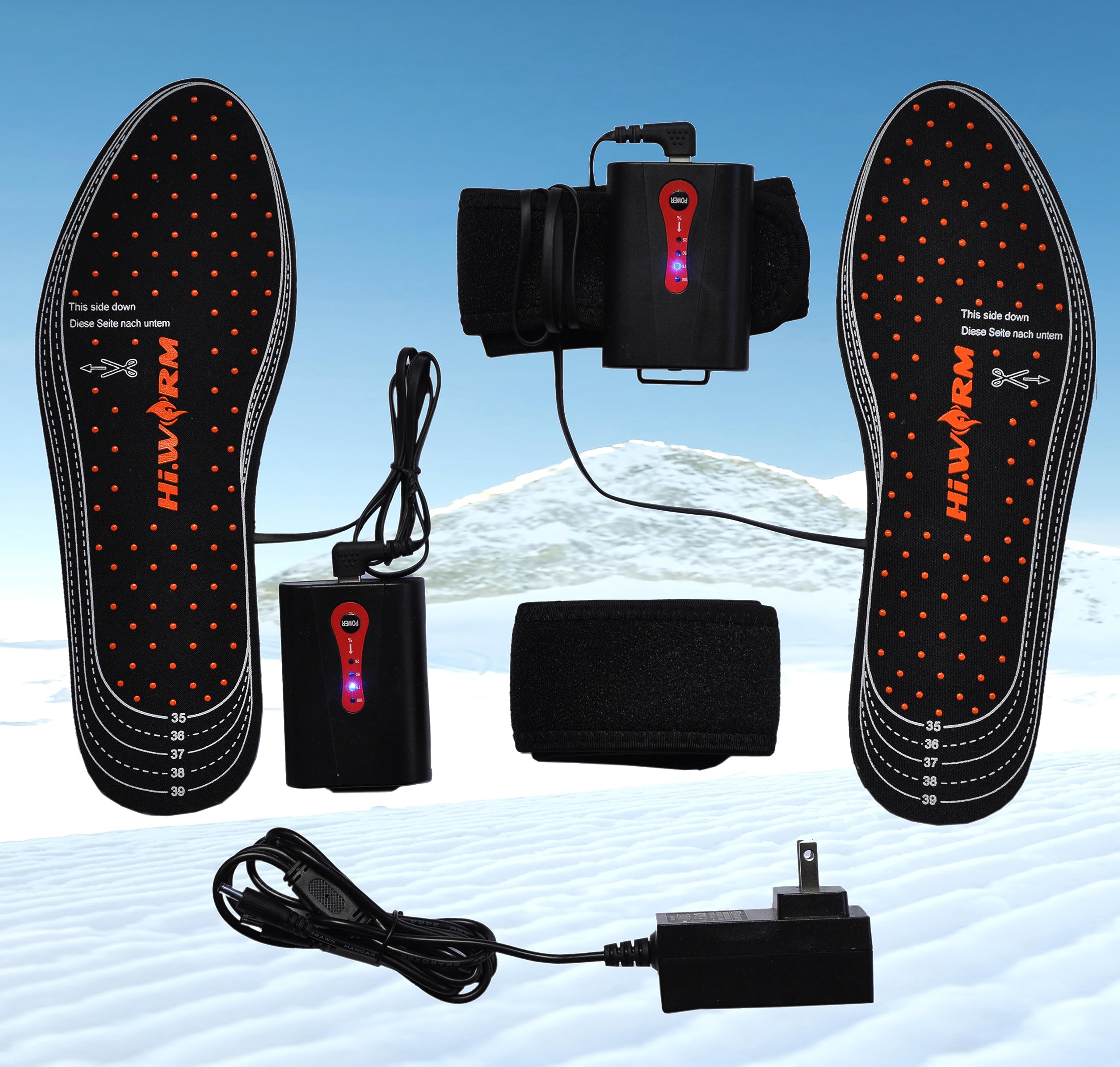 HIWARM Rechargeable Electric Heated Insoles with Far Infrared Technology - 4 Adjustable Temperature Settings for Men & Women - Perfect for Skiing, Hiking, Camping & Winter Outdoor Activities