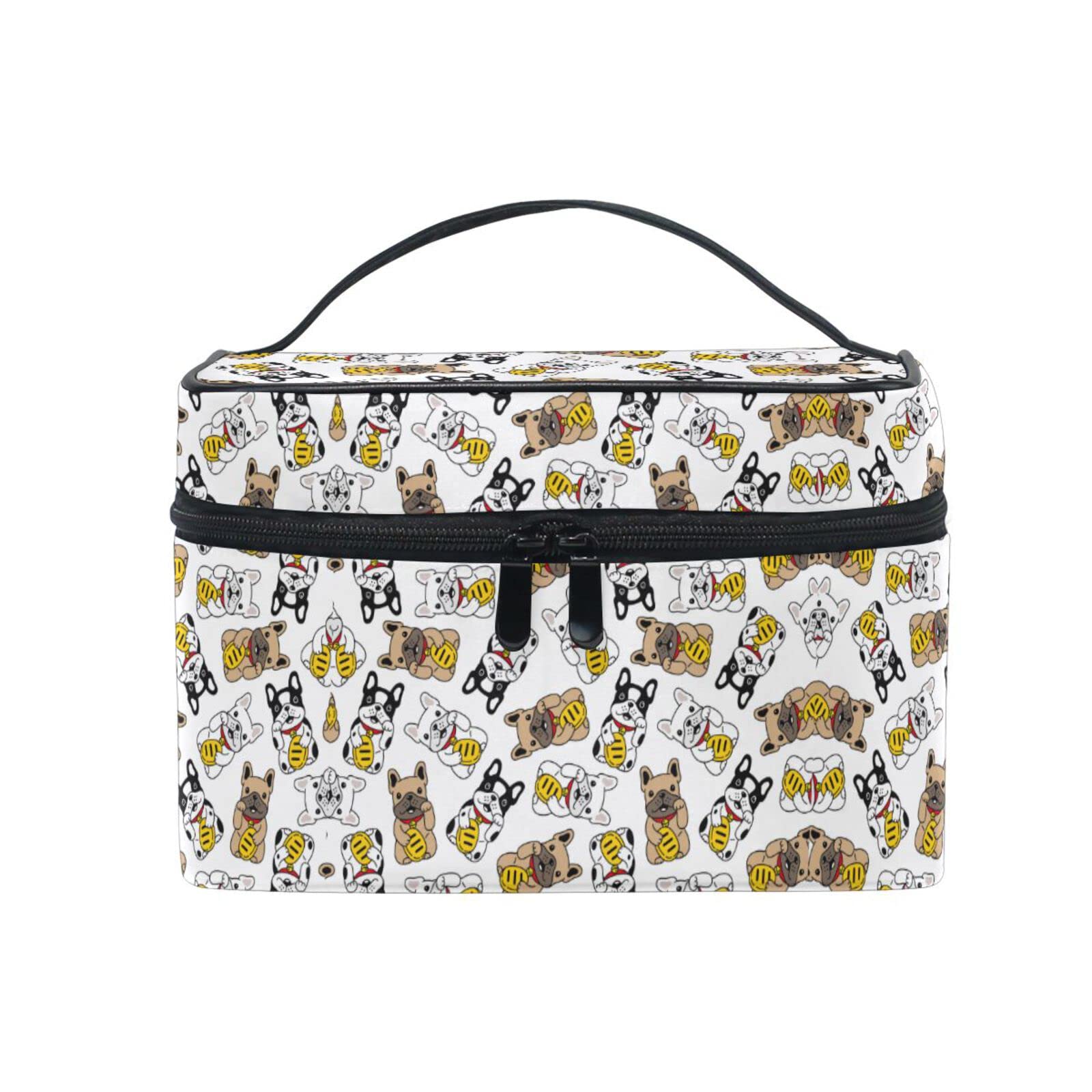 Cute Pug Dog Cosmetic Bag - Waterproof Makeup Organizer with Zipper for Women & Girls - Perfect for Travel, Gym, and Daily Essentials Storage