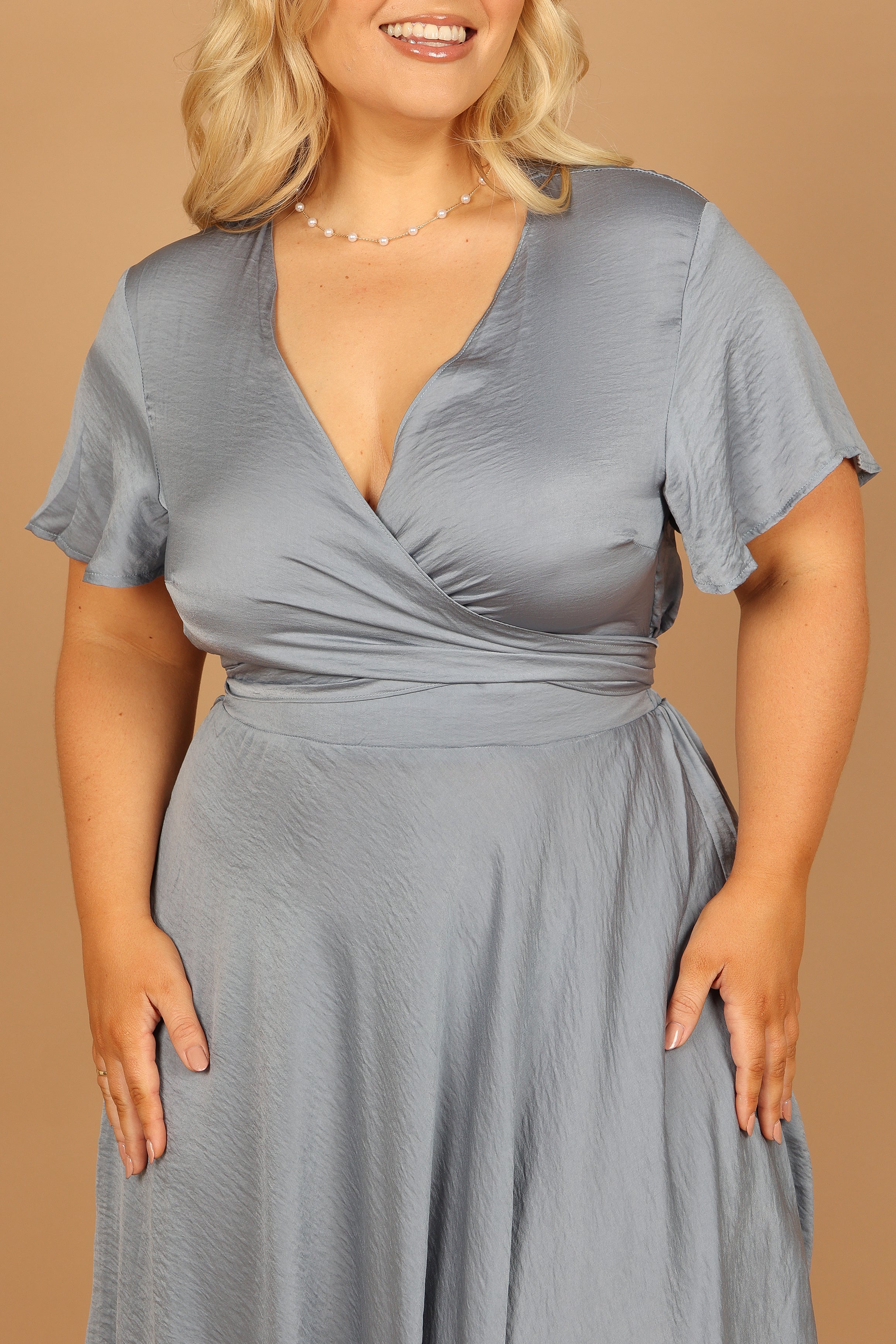 Amanda Women's Hi-Lo Tie Front Dress in Blue - Casual & Party Wear for Summer Outings