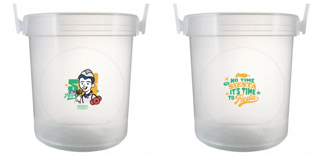 32 oz Plastic Rum Buckets with Custom Sticker - Perfect for Beach Parties, Cocktail Bars & Tropical Themed Events - Bulk Drinkware for Summer Celebrations
