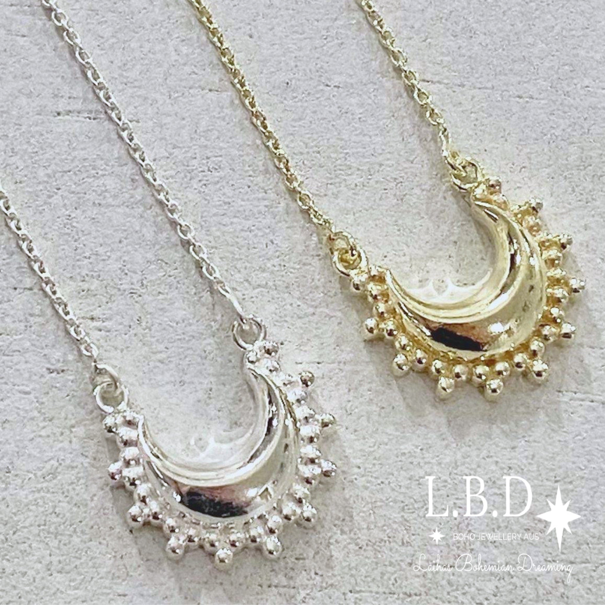 Laihas Prestige Goddess ‘Tammie’ Crescent Moon Boho Necklace - Elegant Bohemian Jewelry for Women, Perfect for Festivals, Parties & Spiritual Healing