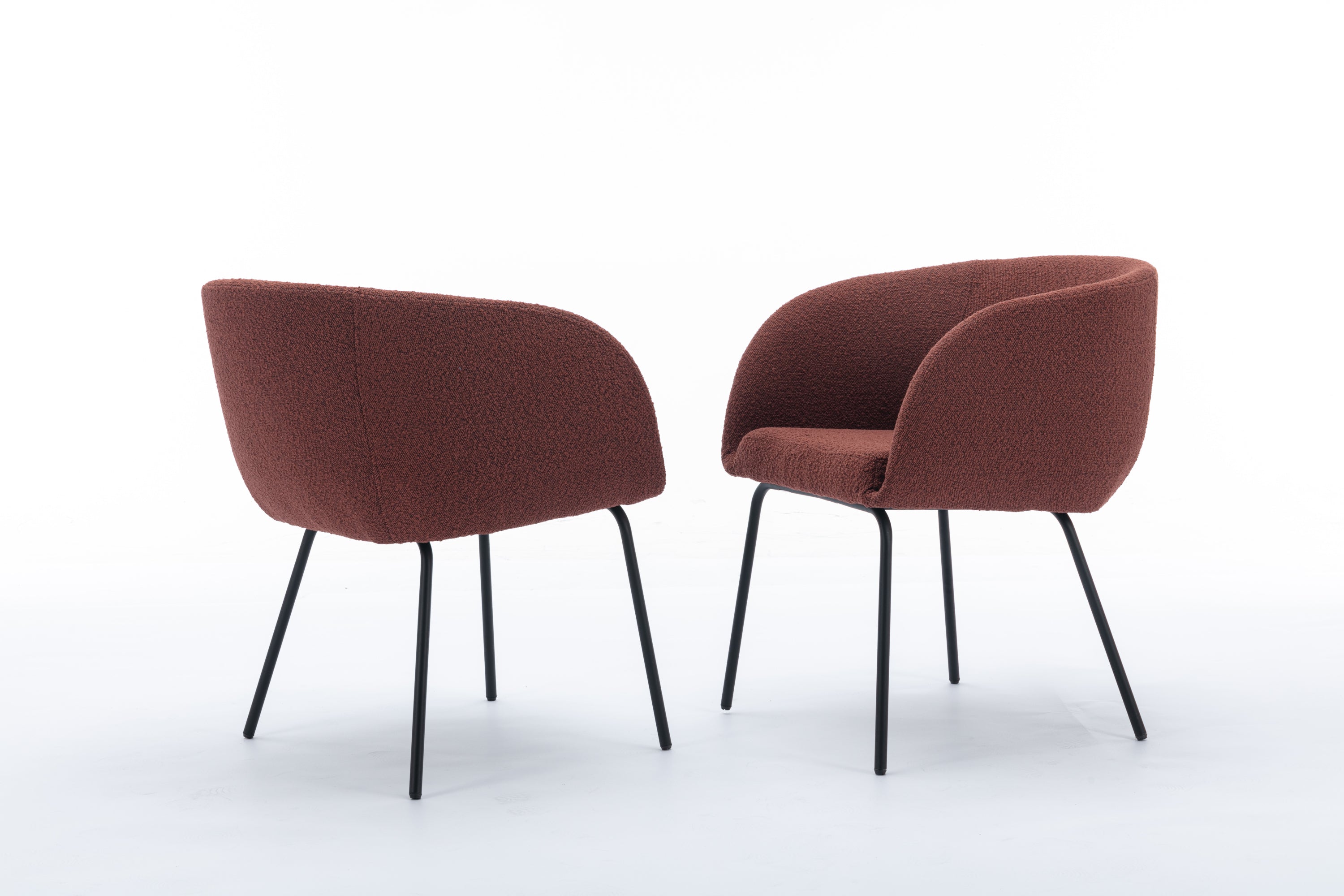 2 Pack Boucle Fabric Dining Chairs with Black Metal Legs - Wine Red | Modern Upholstered Side Chairs for Kitchen, Dining Room, or Office | Comfortable & Stylish Seating Solution