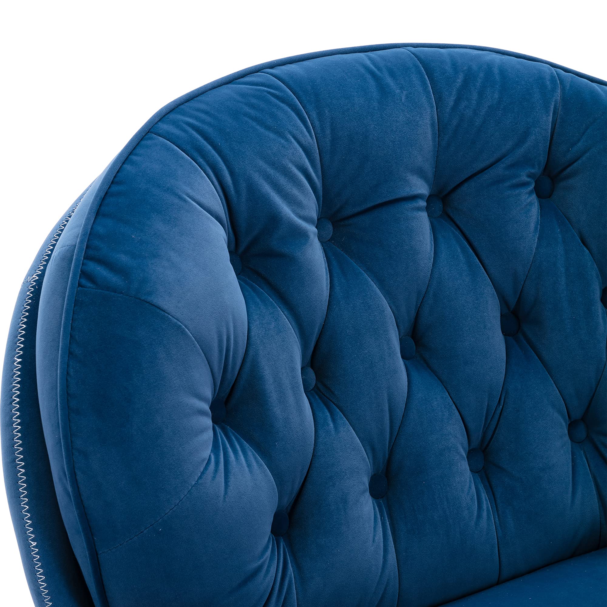 360° Swivel Accent Chair with Ottoman Set - Blue Modern Lounge Chair for Bedroom, Living Room & Office - 33.5