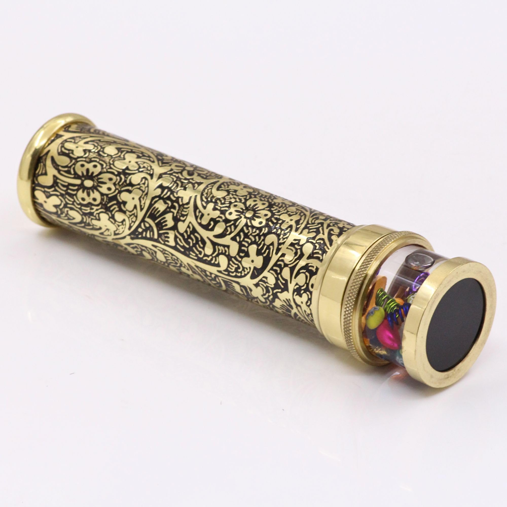 Handcrafted Brass Kaleidoscope with Etched Lacquer Design - Classic Oil Chamber Kaleidoscope - Unique Gift for Special Occasions (7