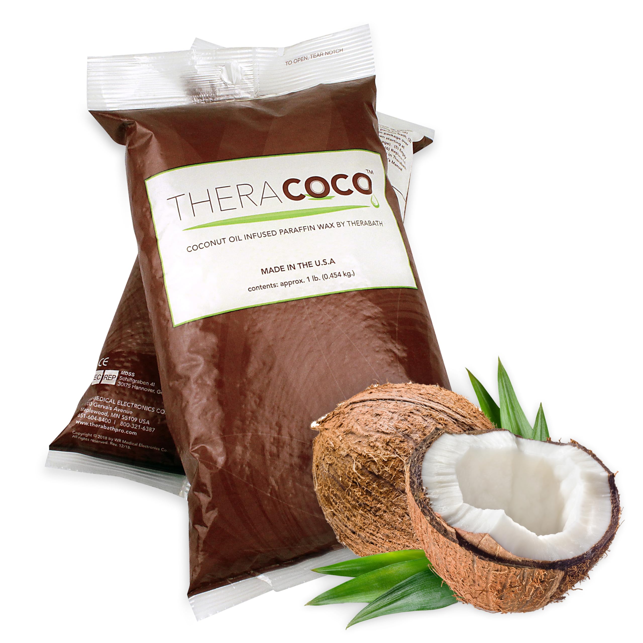 Therabath TheraCOCO Paraffin Wax Refills - 24lb Coconut Oil Wax Beads for Arthritis Pain Relief, Muscle Stiffness & Dry Skin Care - Hydrating Spa Treatment for Hands, Feet & Body - Made in USA - Perfect for Home Spa, Salon & Physical Therapy Use