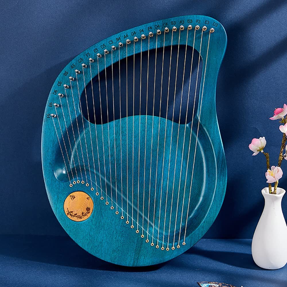 24 Strings Lyre Harp with Tuning Wrench - Portable Wooden Harp Instrument with Carrying Bag & Extra Metal Strings | Perfect for Beginners, Music Therapy, Celtic Performances & Home Decor