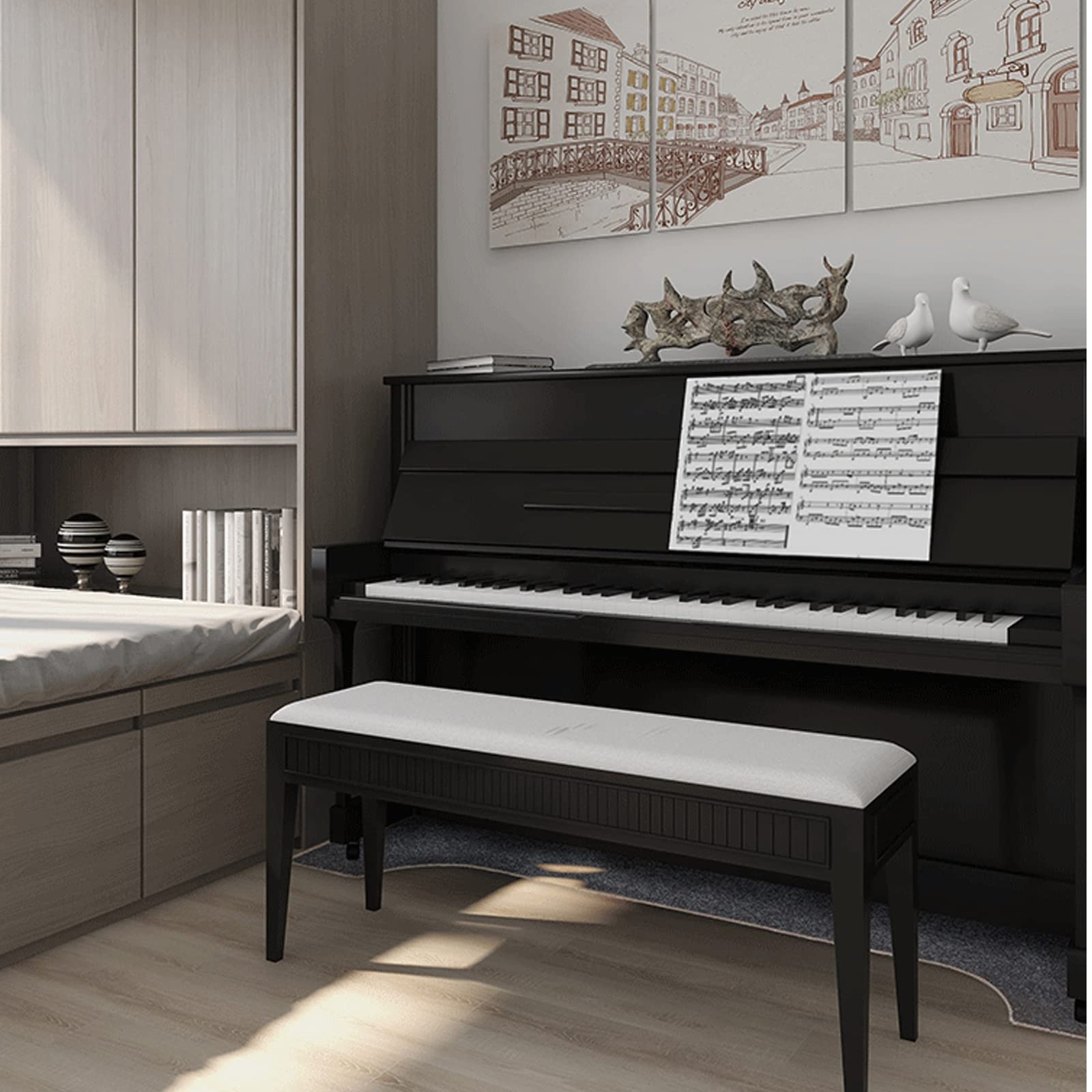 160x70cm Soundproof Piano Rug - Non-Slip Acoustic Mat for Upright Piano, Sound Dampening Floor Protector with Noise Reduction - Perfect for Home Studios, Music Rooms & Apartments (1581655)