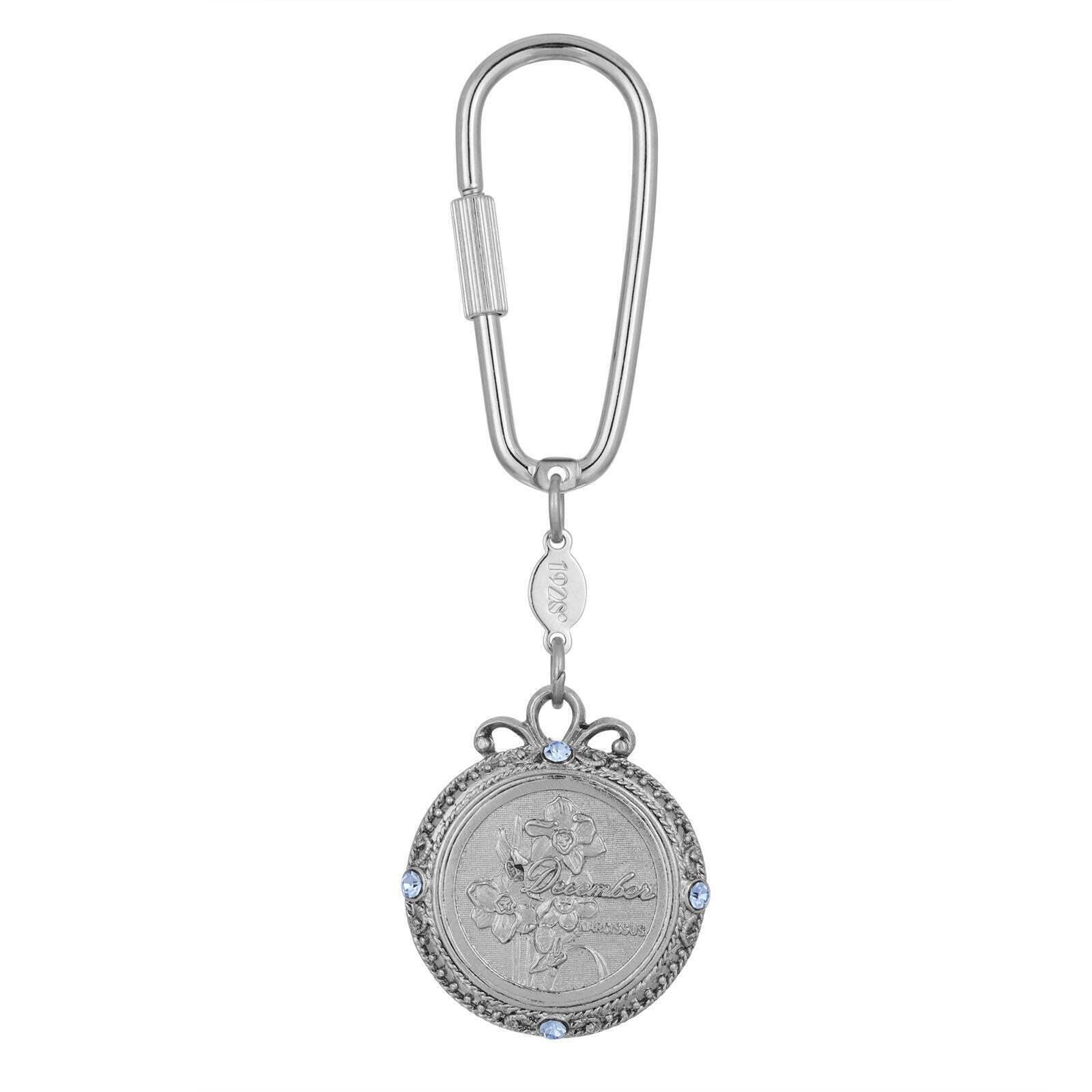 1928 Jewelry Crystal Flower of The Month Carabiner Keychain - Elegant Birthstone Key Ring for Women, Perfect Gift for Birthday, Anniversary & Special Occasions